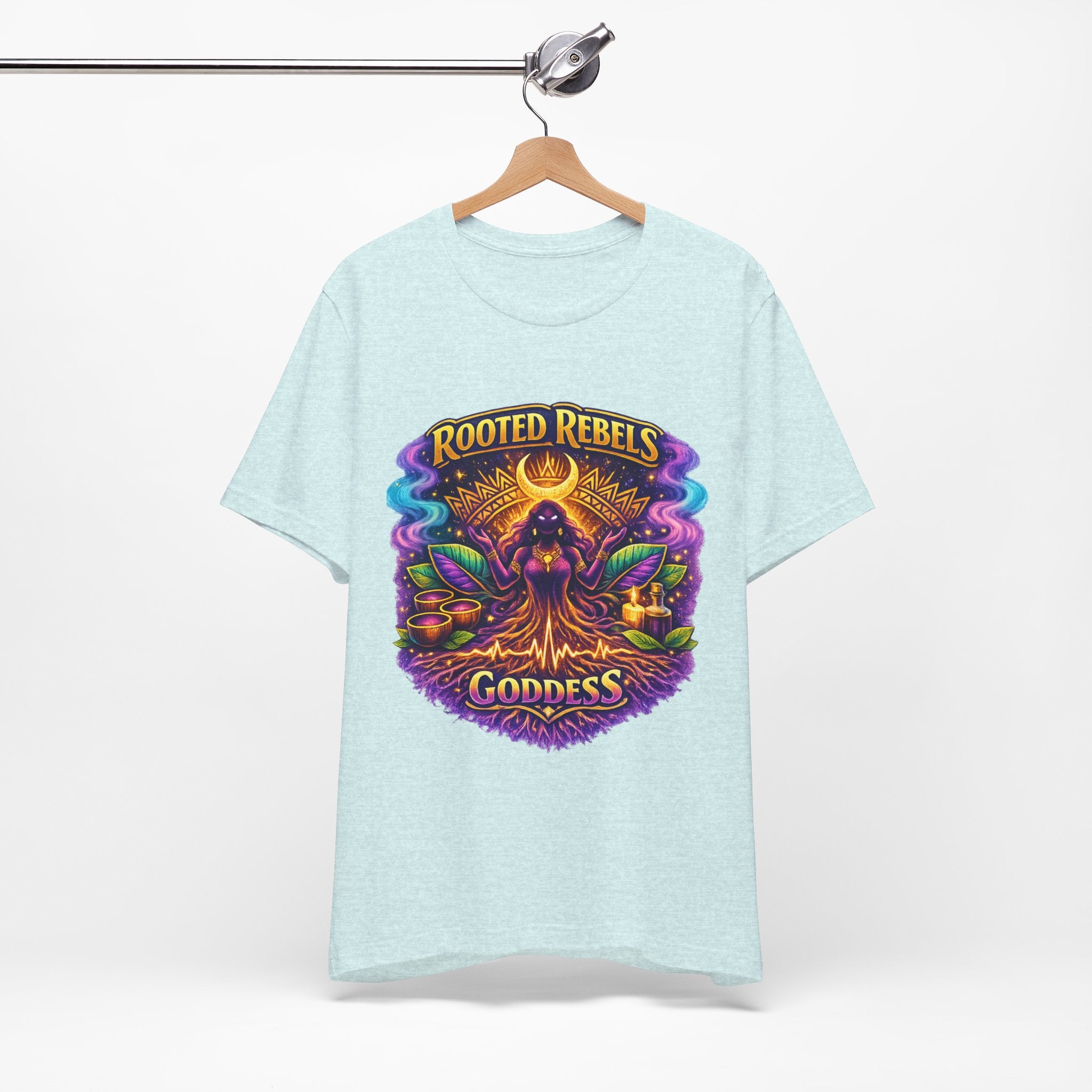Rooted Rebels Goddess T-Shirt — Vibrant Spiritual Nature Tee