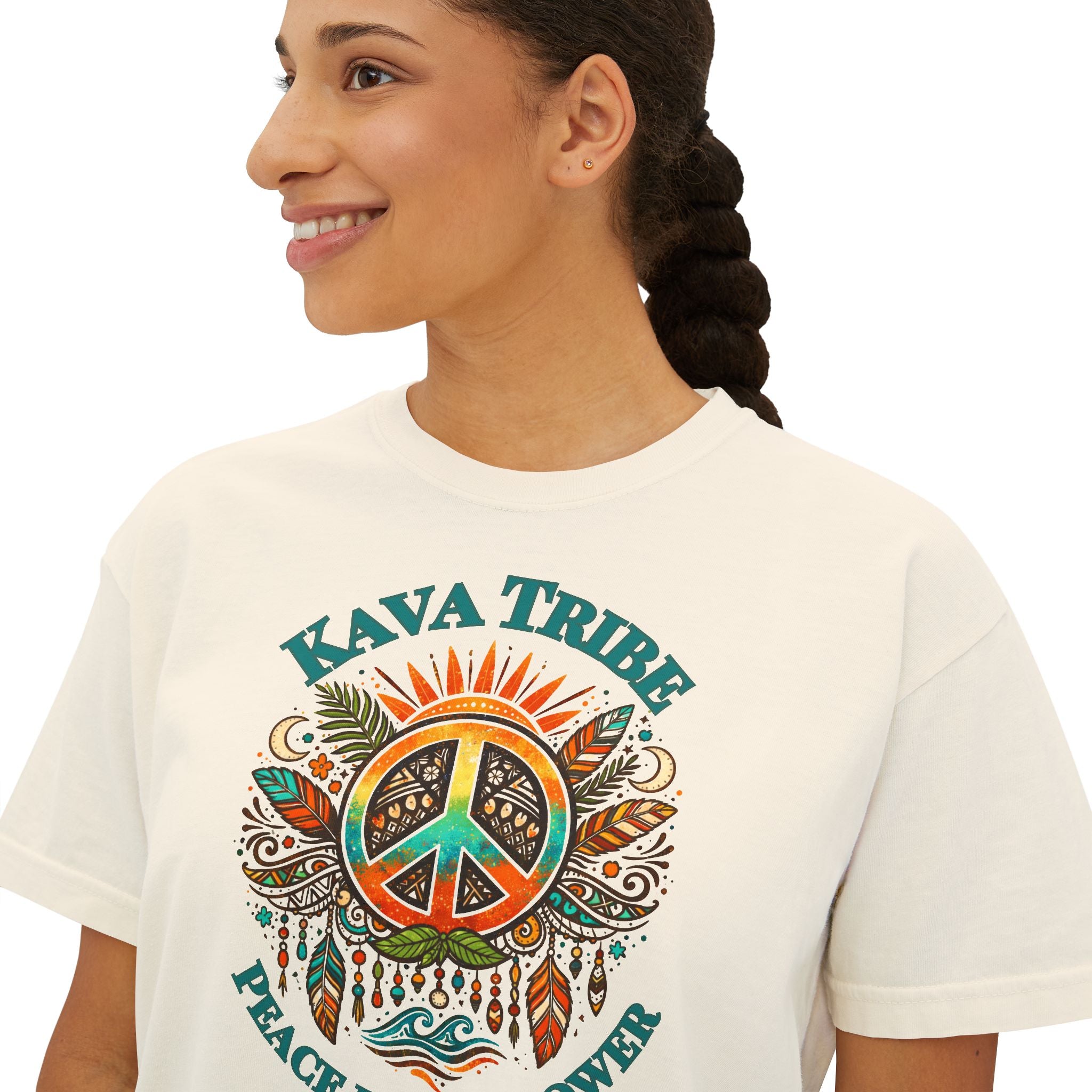 Kava Tribe Peace Graphic Tee — Women's Boxy T‑Shirt