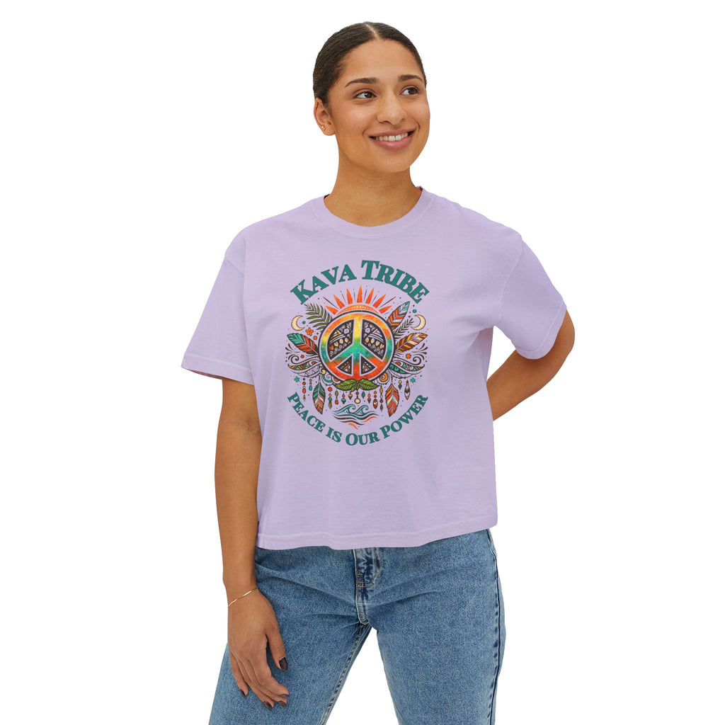 Kava Tribe Peace Graphic Tee — Women's Boxy T‑Shirt