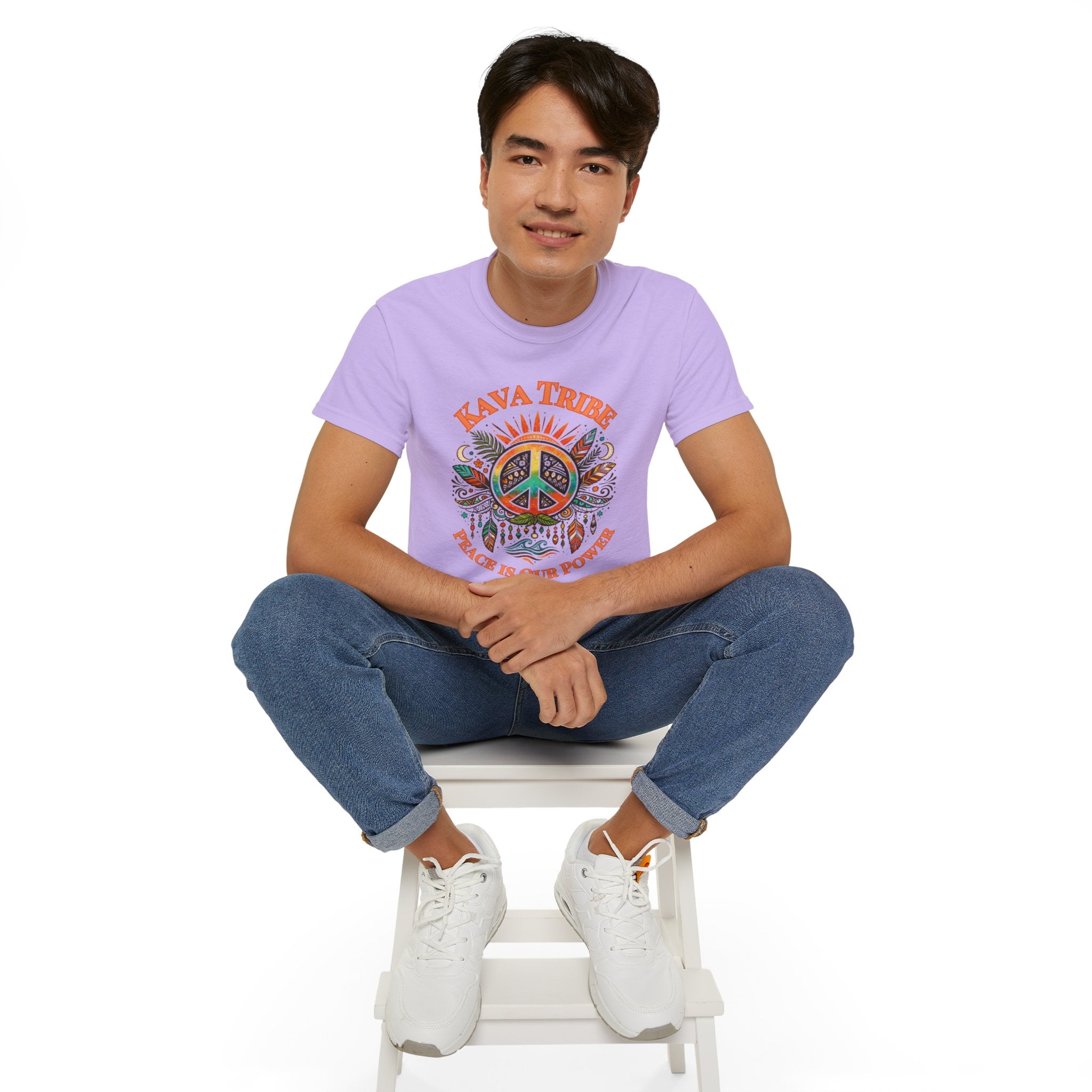 Peace Tribe Graphic Tee — "Kava Tribe: Peace Is Our Power" Retro Peace Sign T-Shirt