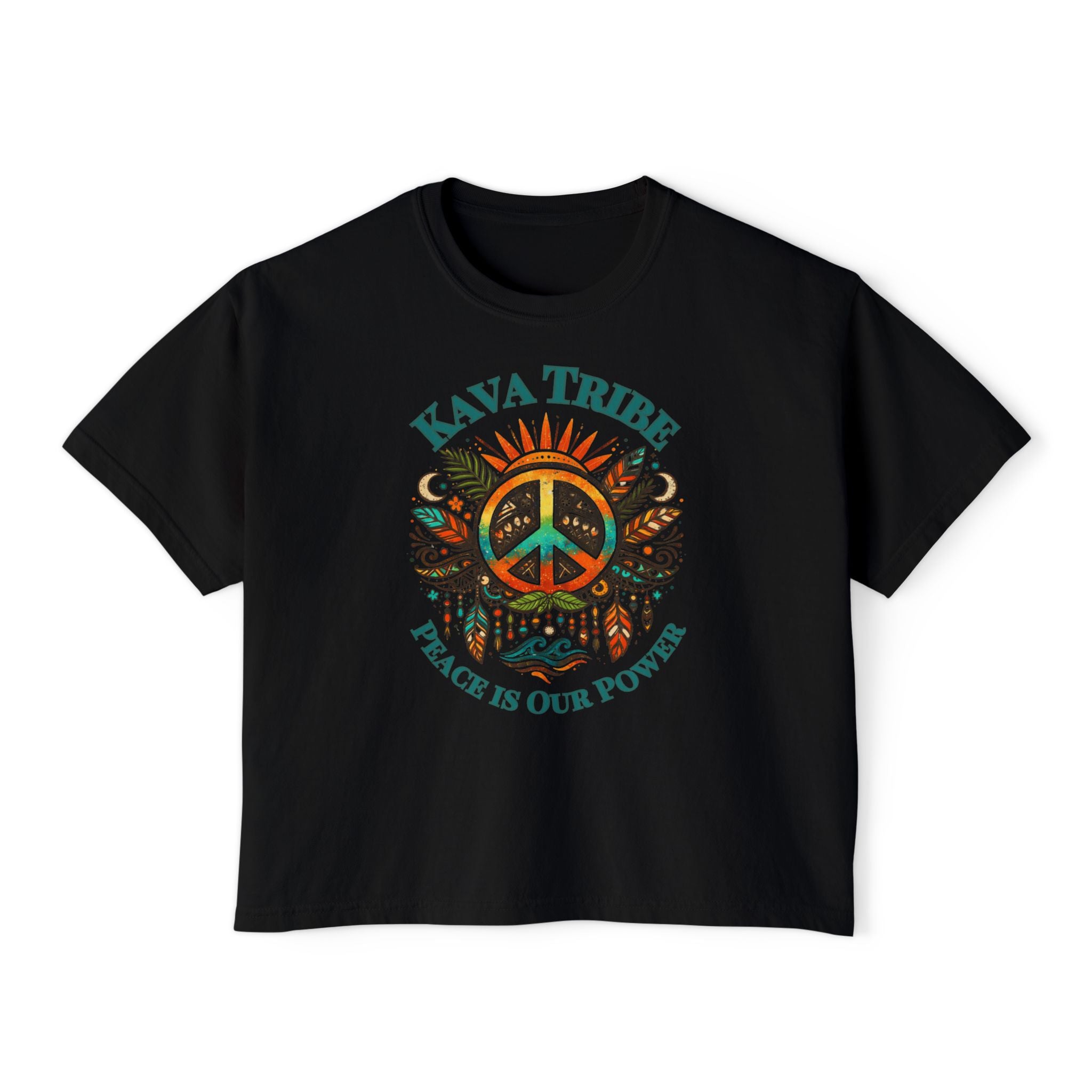 Kava Tribe Peace Graphic Tee — Women's Boxy T‑Shirt