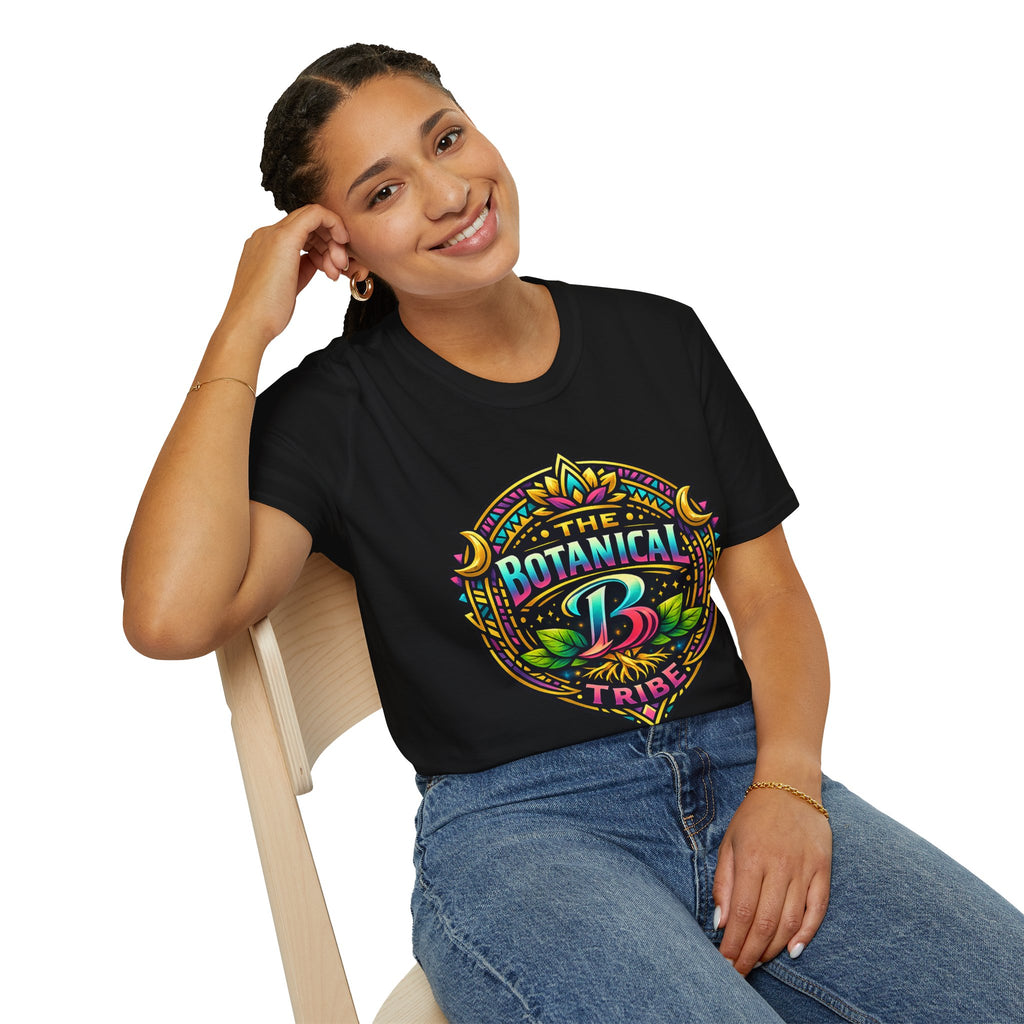Botanical Tribe T-Shirt — Colorful Floral Badge Tee