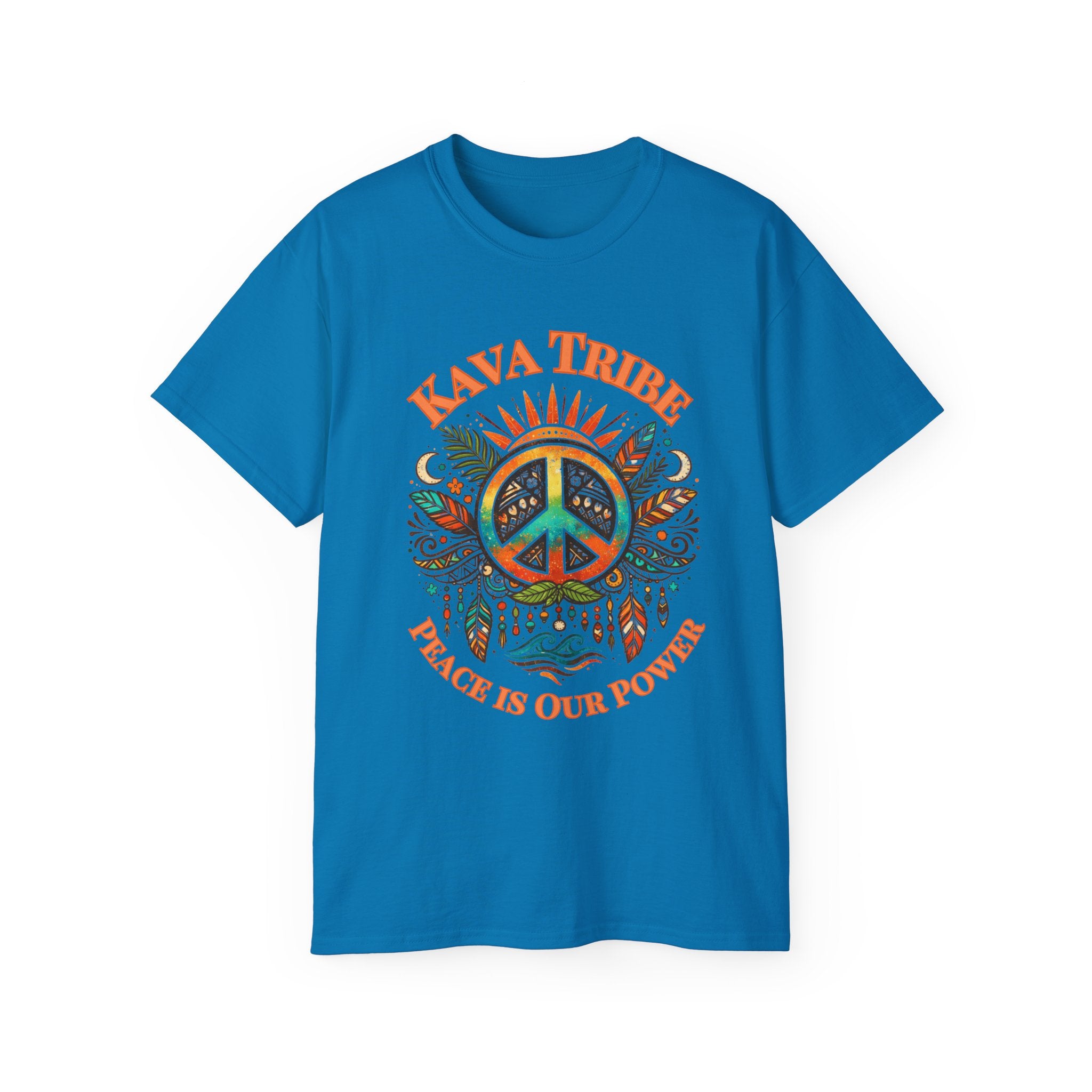 Peace Tribe Graphic Tee — "Kava Tribe: Peace Is Our Power" Retro Peace Sign T-Shirt