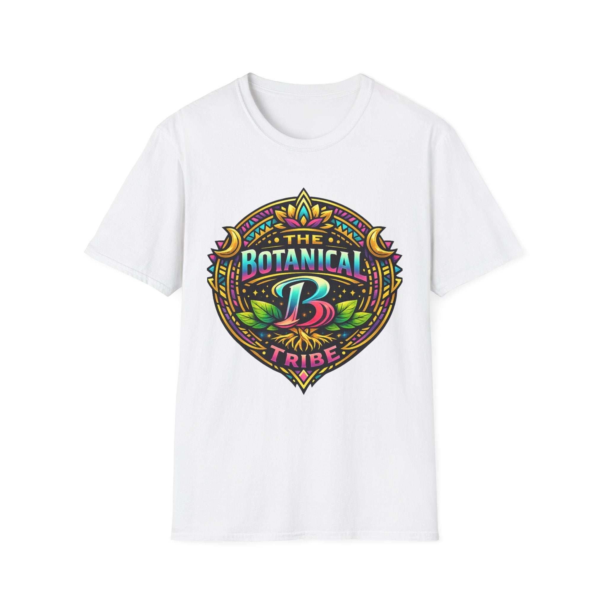 Botanical Tribe T-Shirt — Colorful Floral Badge Tee
