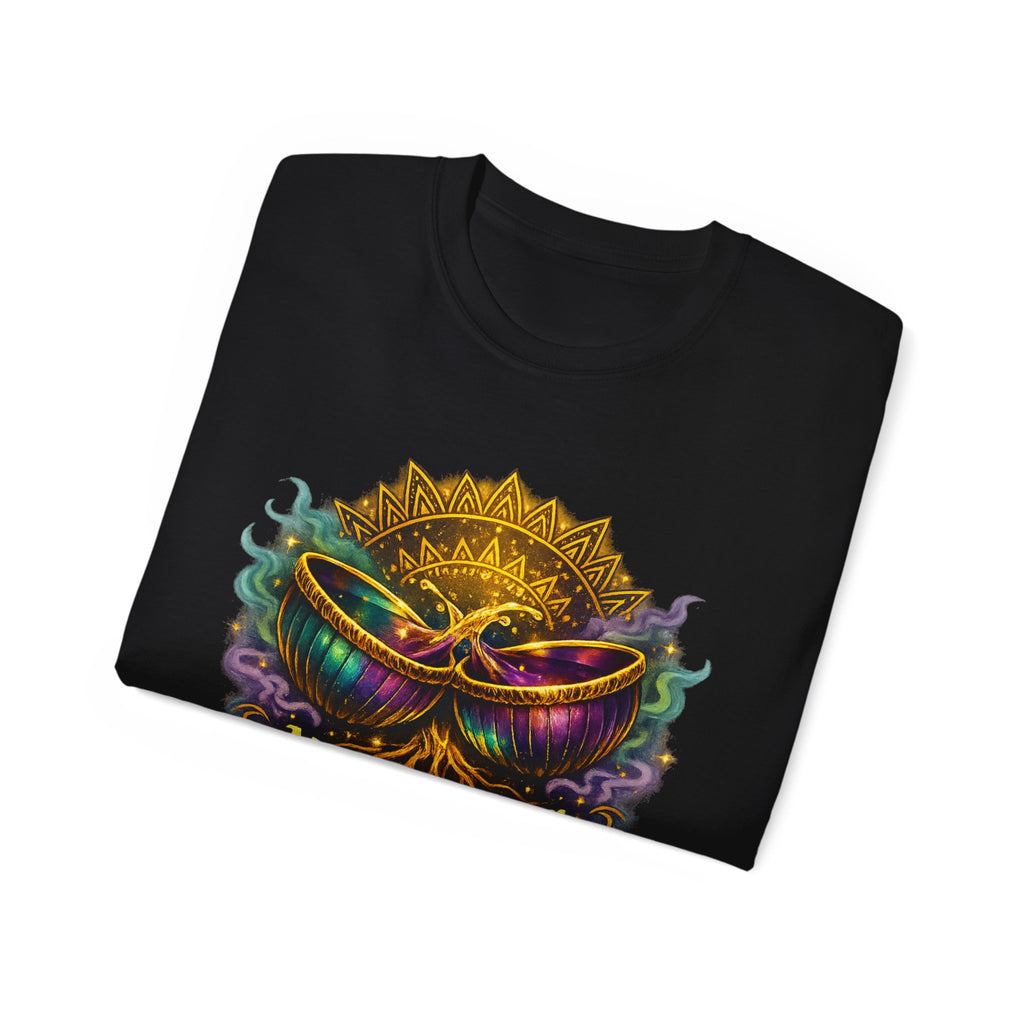 Mardi Gras Mask T-Shirt — “My Happy Hour Doesn’t Have Hangovers” Carnival Tee