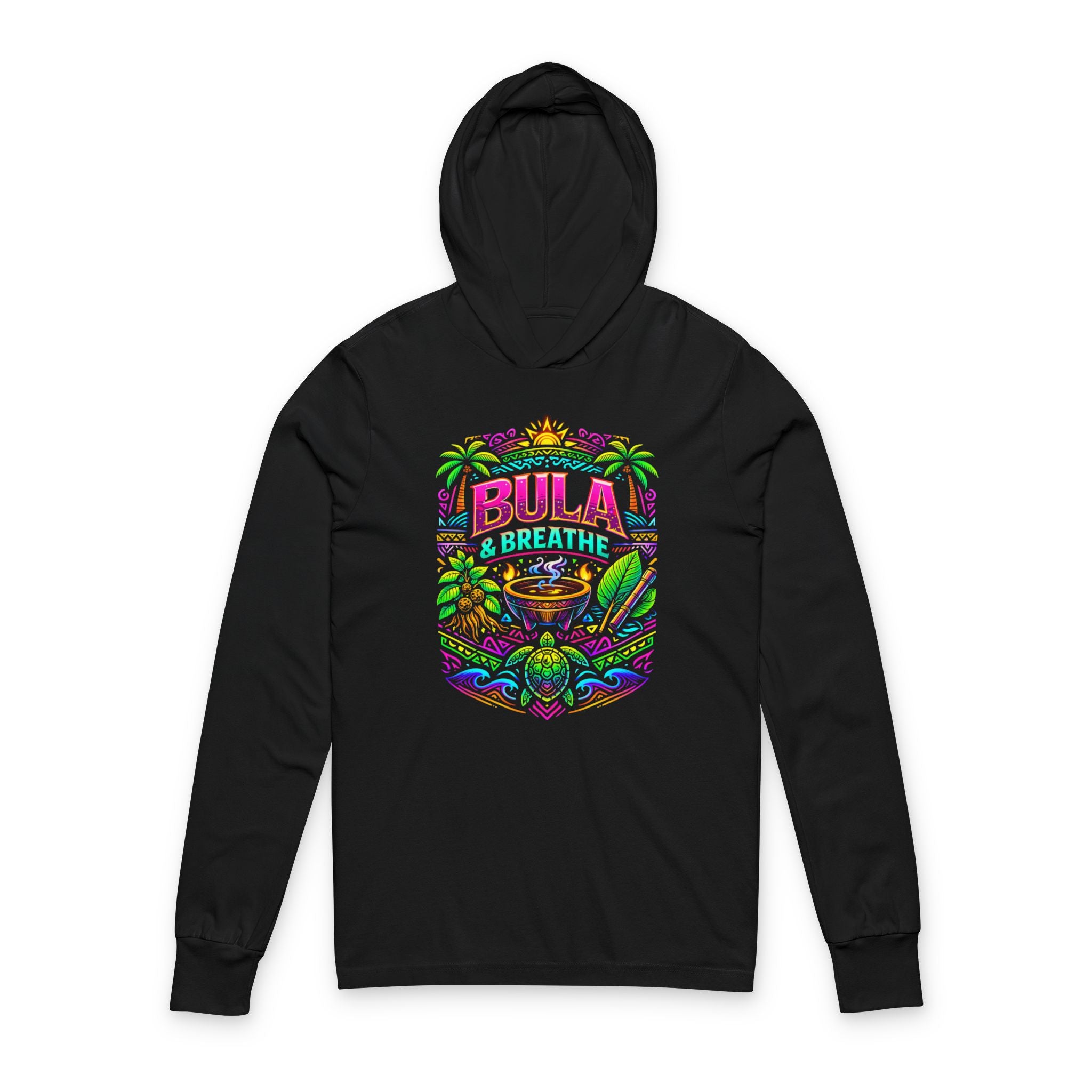 Bula & Breathe Hoodie Tee — Tropical Surf Vibe Hooded Long Sleeve