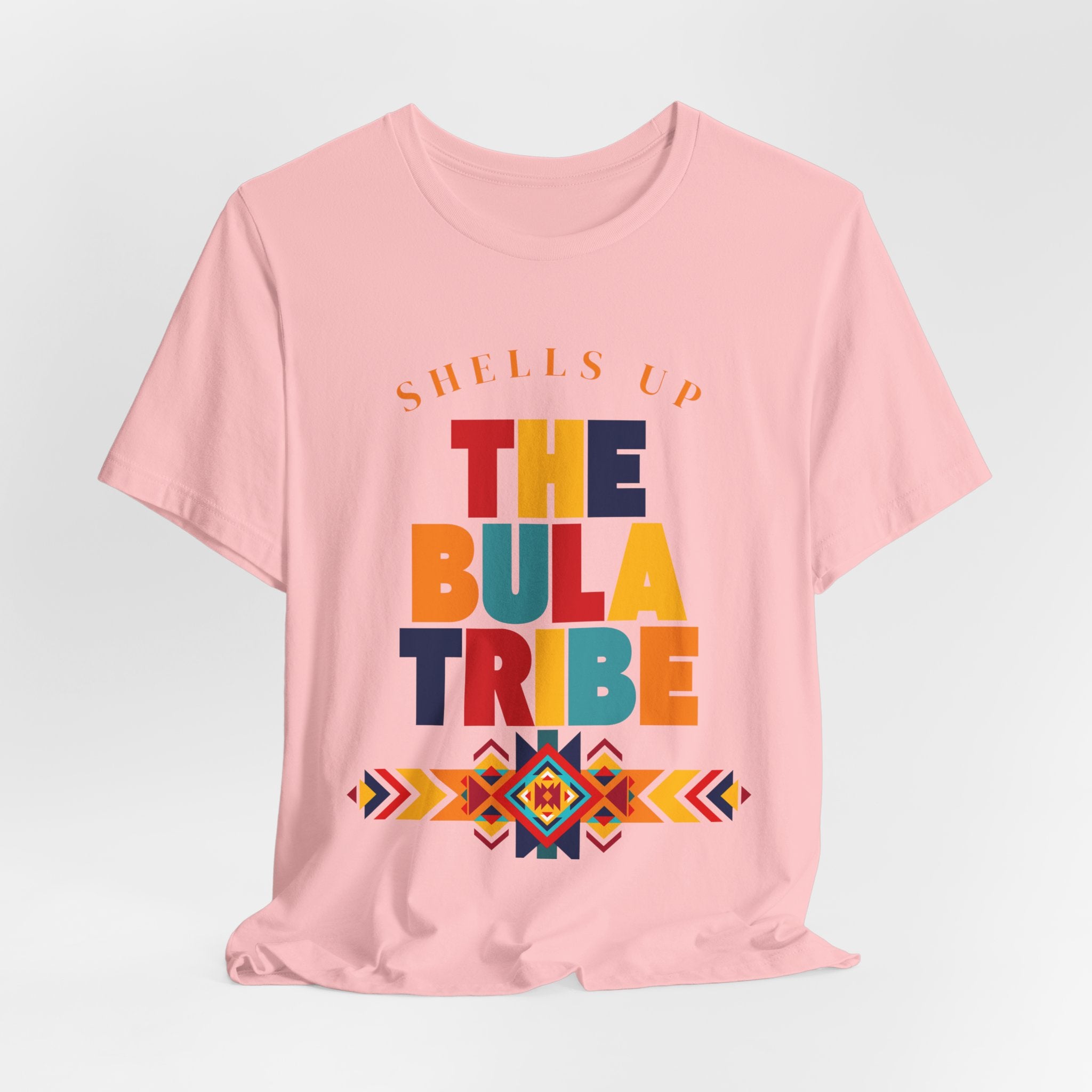 Shells Up The Bula Tribe Tee | Tropical Island Text Graphic