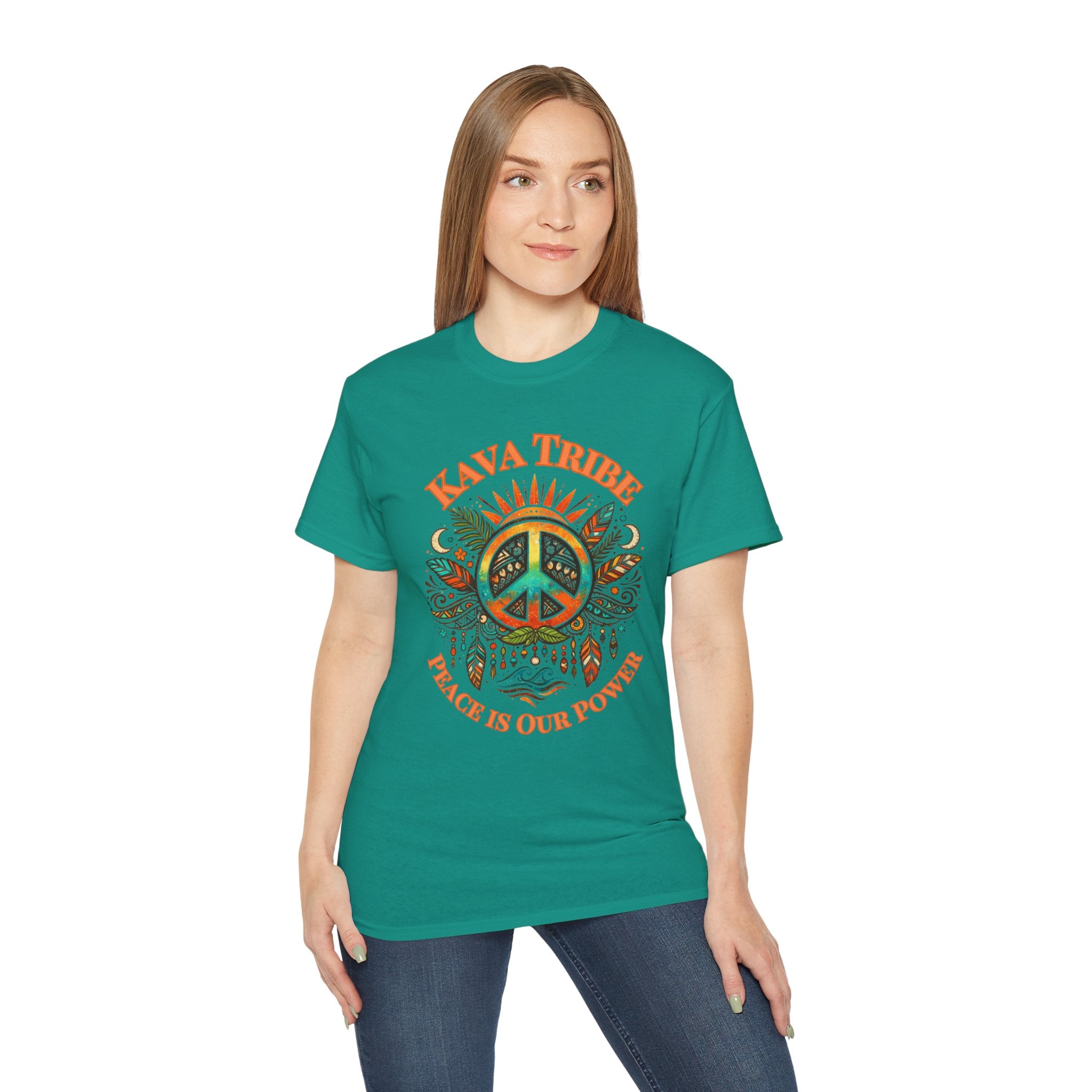 Peace Tribe Graphic Tee — "Kava Tribe: Peace Is Our Power" Retro Peace Sign T-Shirt