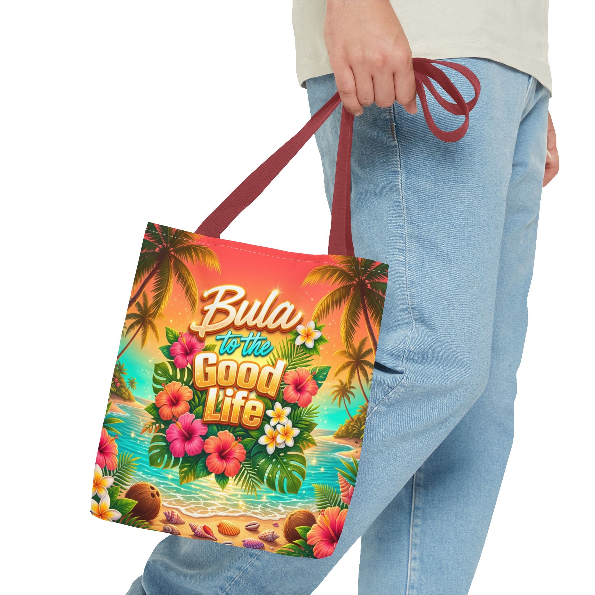 Tote Bag — "Bula to the Good Life" Tropical Hibiscus Beach Tote