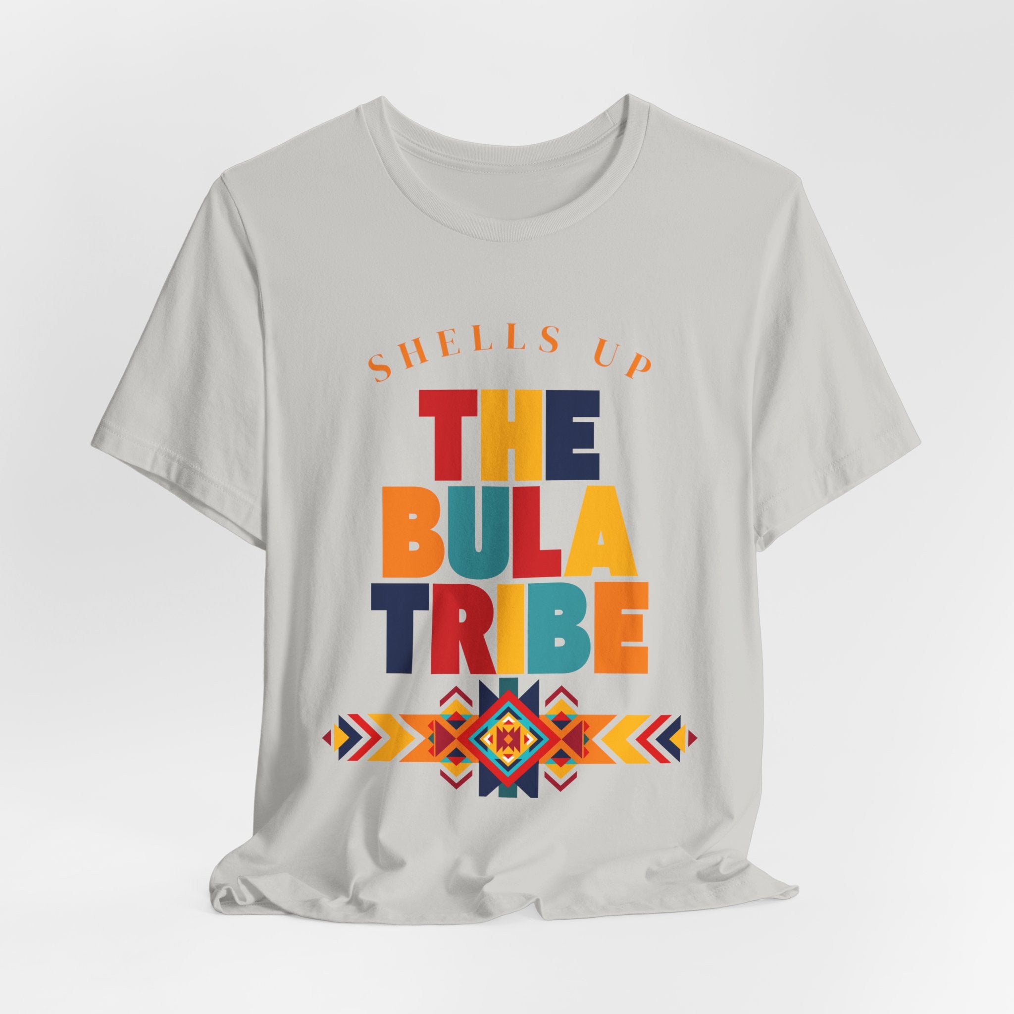 Shells Up The Bula Tribe Tee | Tropical Island Text Graphic