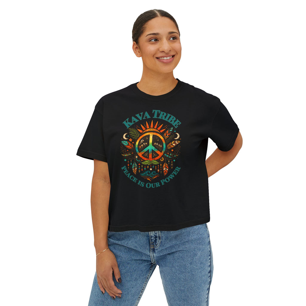 Kava Tribe Peace Graphic Tee — Women's Boxy T‑Shirt