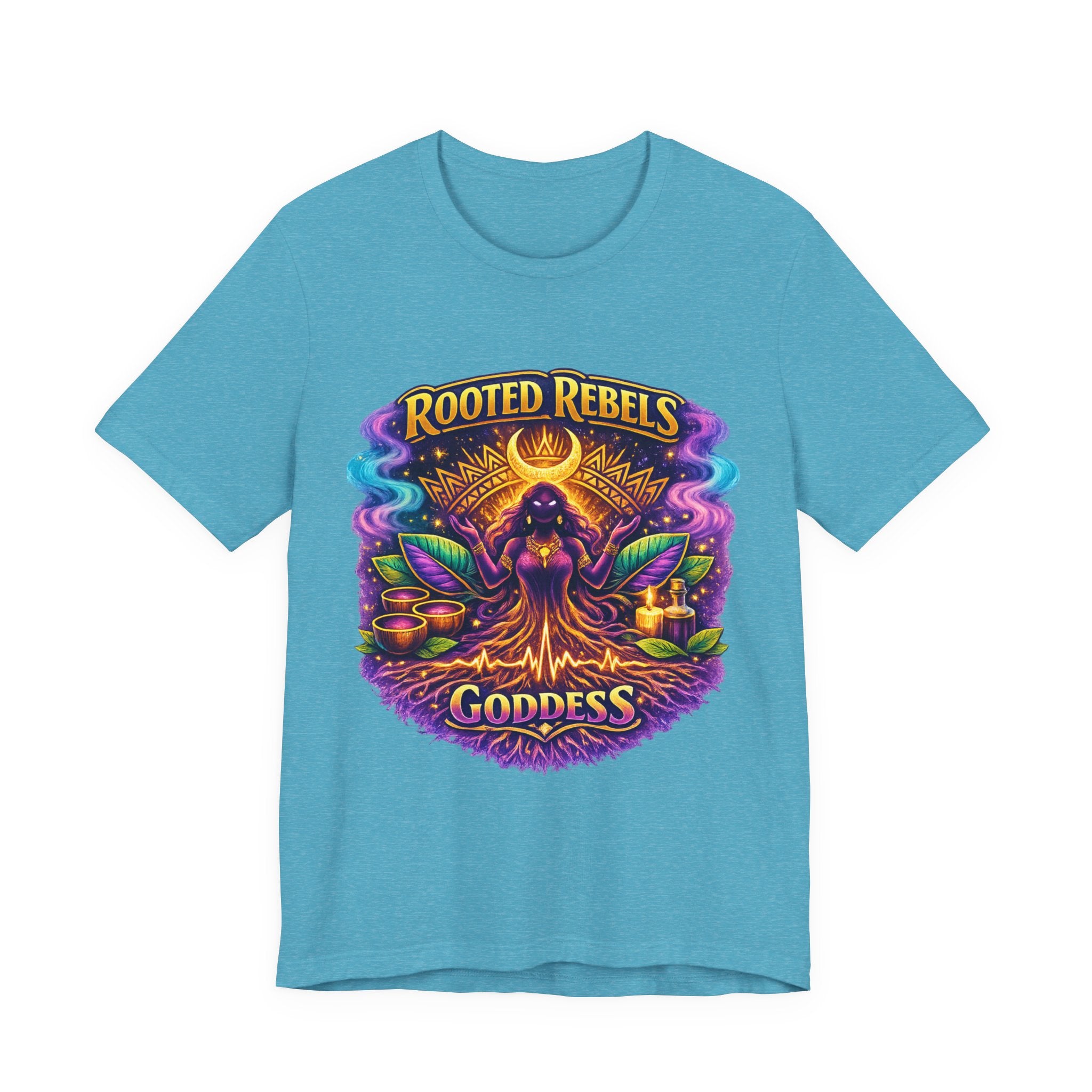 Rooted Rebels Goddess T-Shirt — Vibrant Spiritual Nature Tee