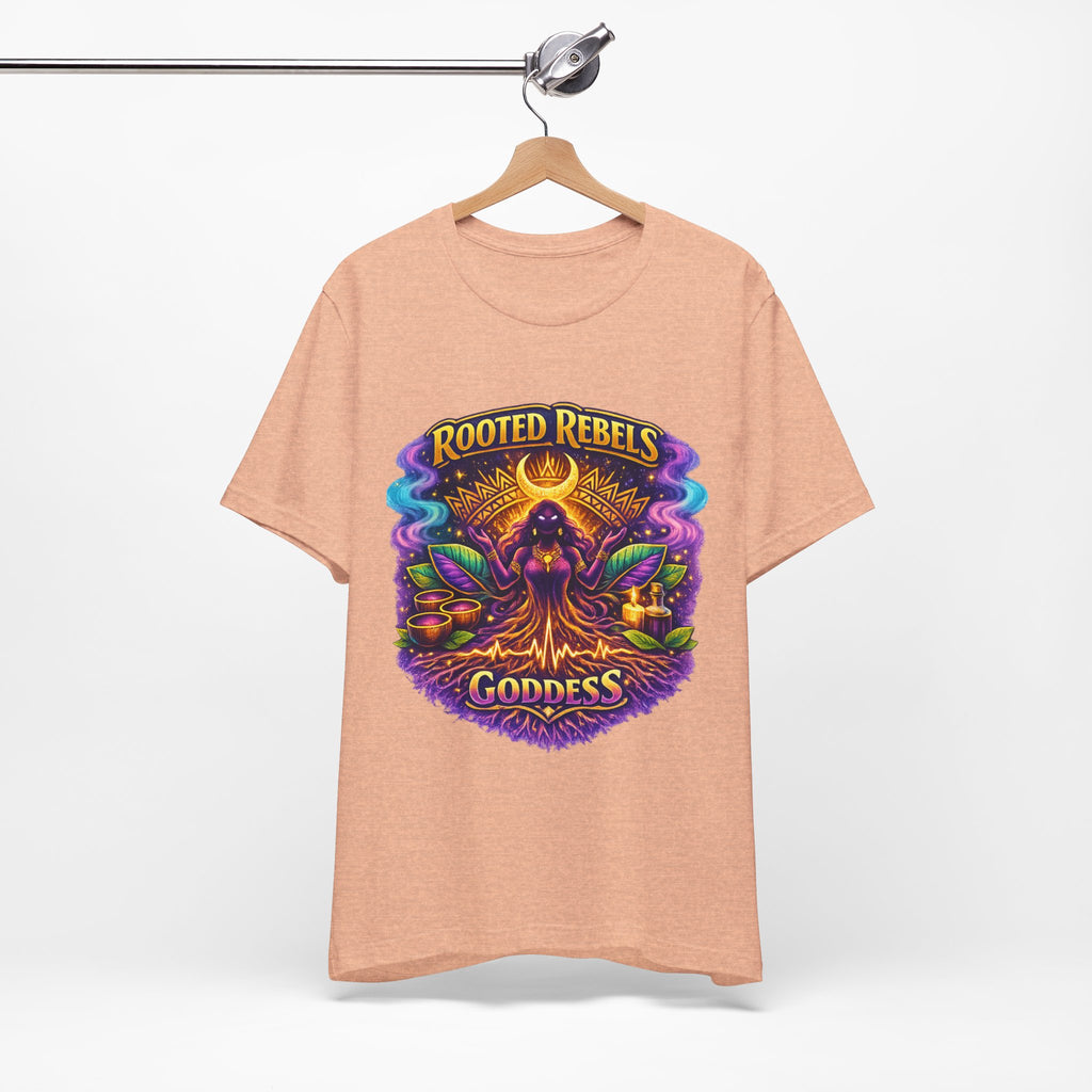 Rooted Rebels Goddess T-Shirt — Vibrant Spiritual Nature Tee