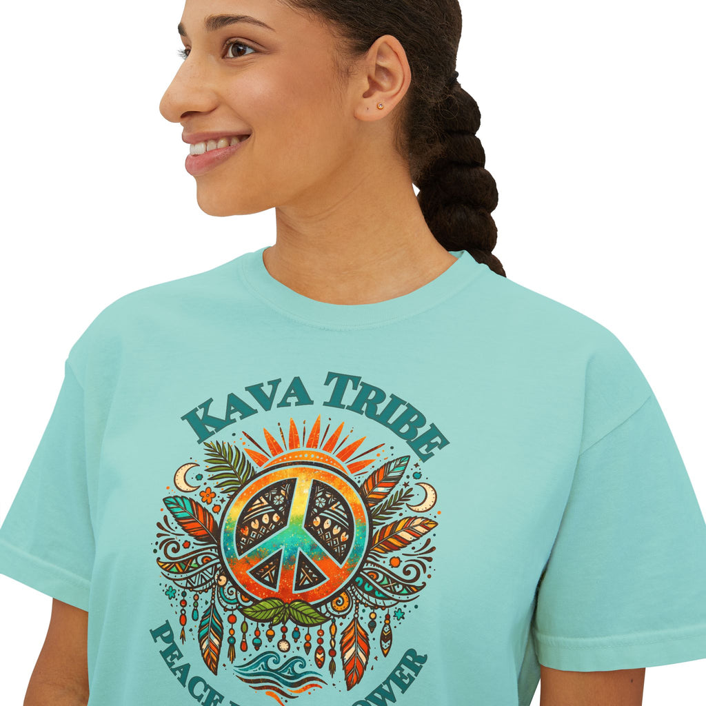 Kava Tribe Peace Graphic Tee — Women's Boxy T‑Shirt