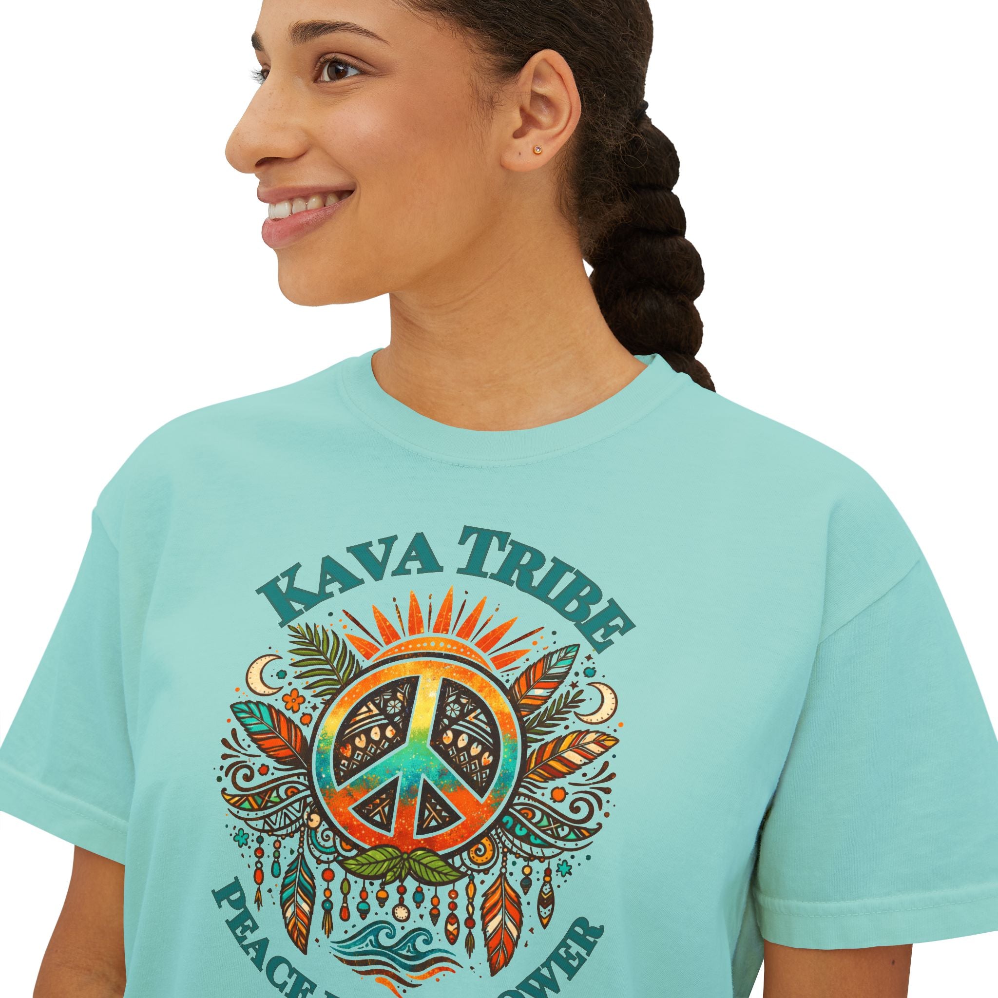 Kava Tribe Peace Graphic Tee — Women's Boxy T‑Shirt