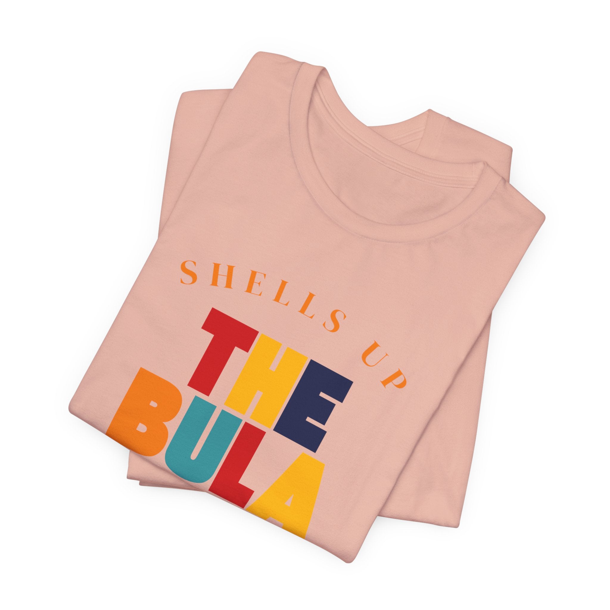 Shells Up The Bula Tribe Tee | Tropical Island Text Graphic