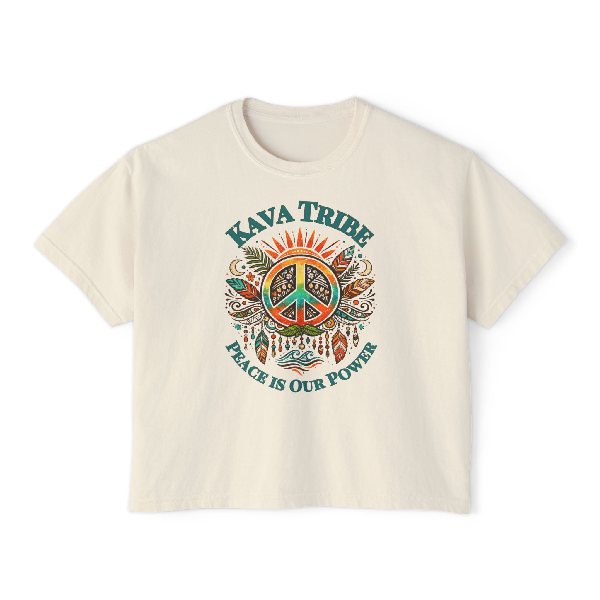 Kava Tribe Peace Graphic Tee — Women's Boxy T‑Shirt