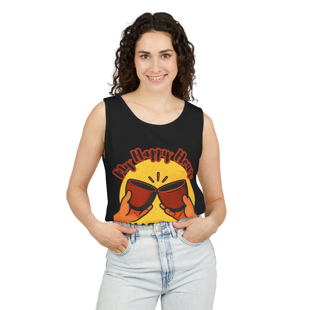 My Happy Hour Has No Hangover Tank Top | Retro Cheers Graphic Tank