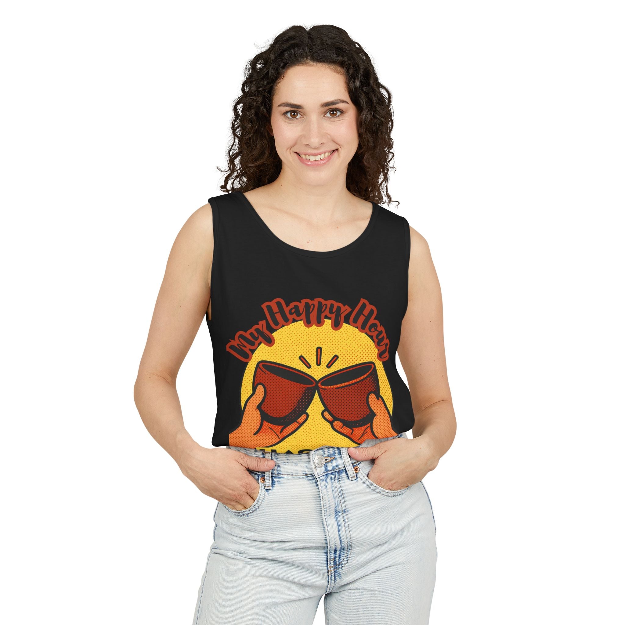 My Happy Hour Has No Hangover Tank Top | Retro Cheers Graphic Tank