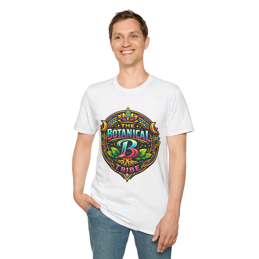 Botanical Tribe T-Shirt — Colorful Floral Badge Tee