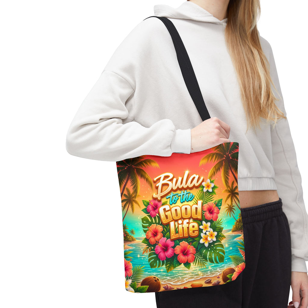 Tote Bag — "Bula to the Good Life" Tropical Hibiscus Beach Tote