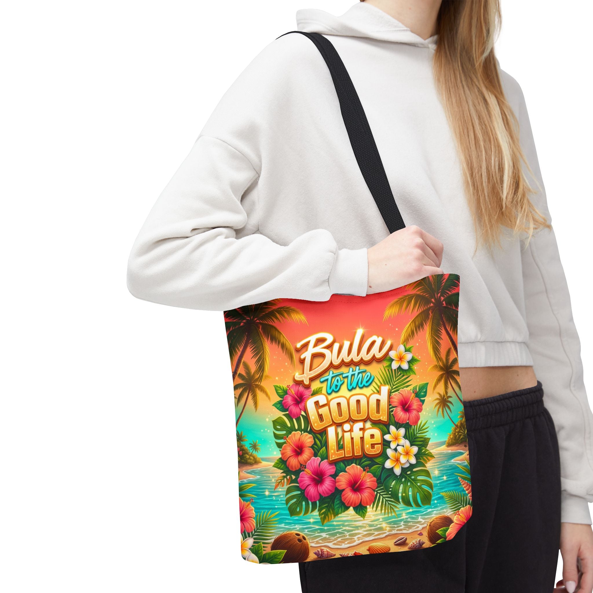 Tote Bag — "Bula to the Good Life" Tropical Hibiscus Beach Tote