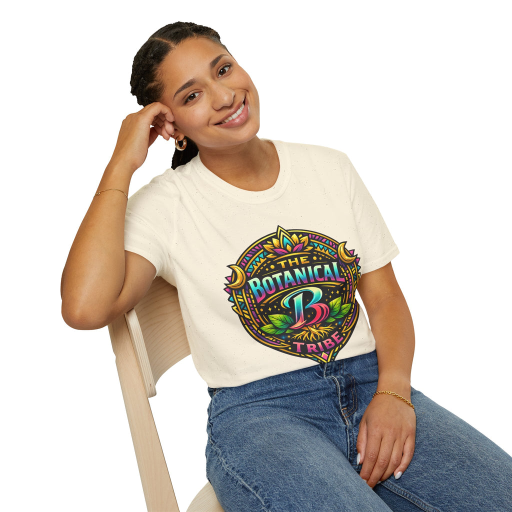 Botanical Tribe T-Shirt — Colorful Floral Badge Tee