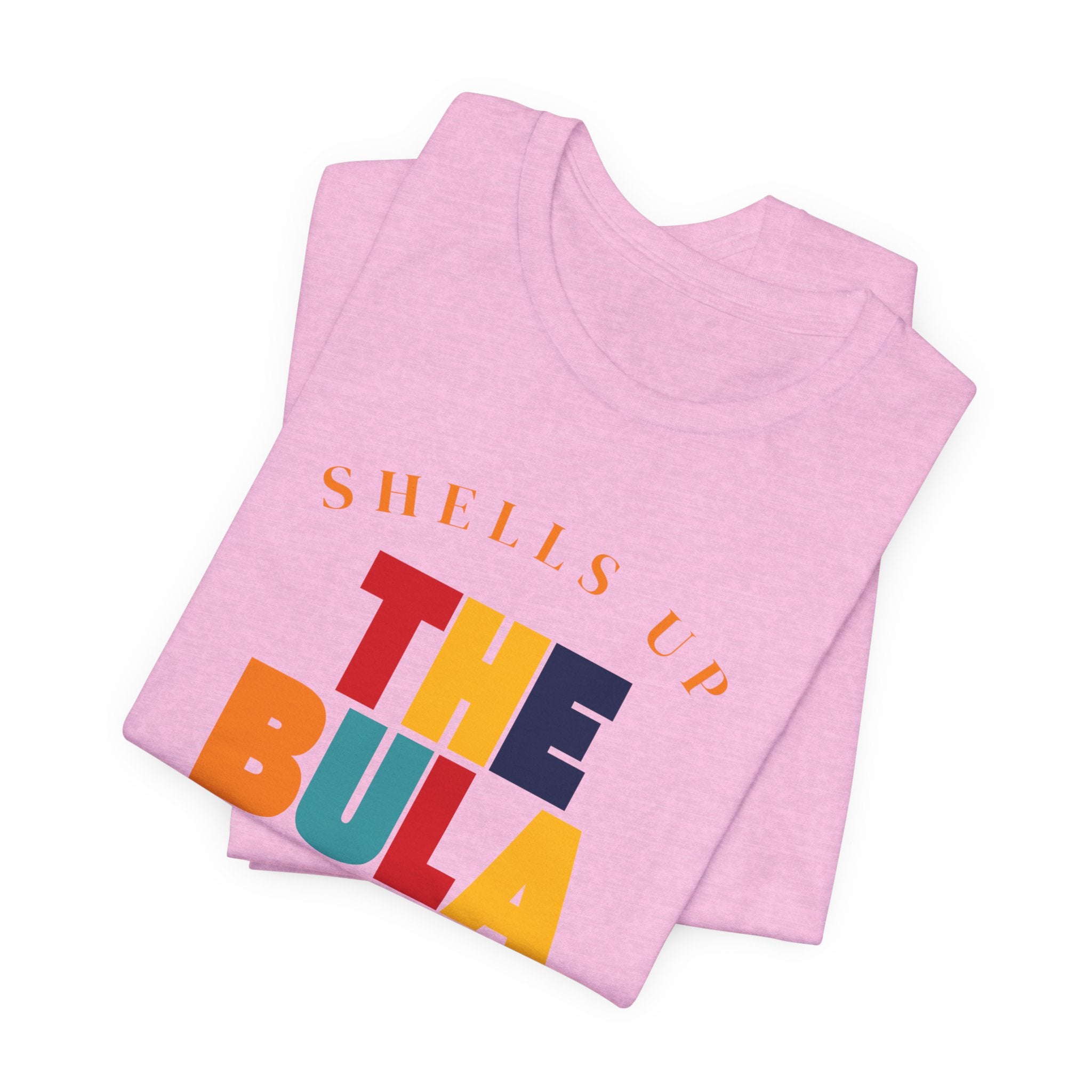 Shells Up The Bula Tribe Tee | Tropical Island Text Graphic