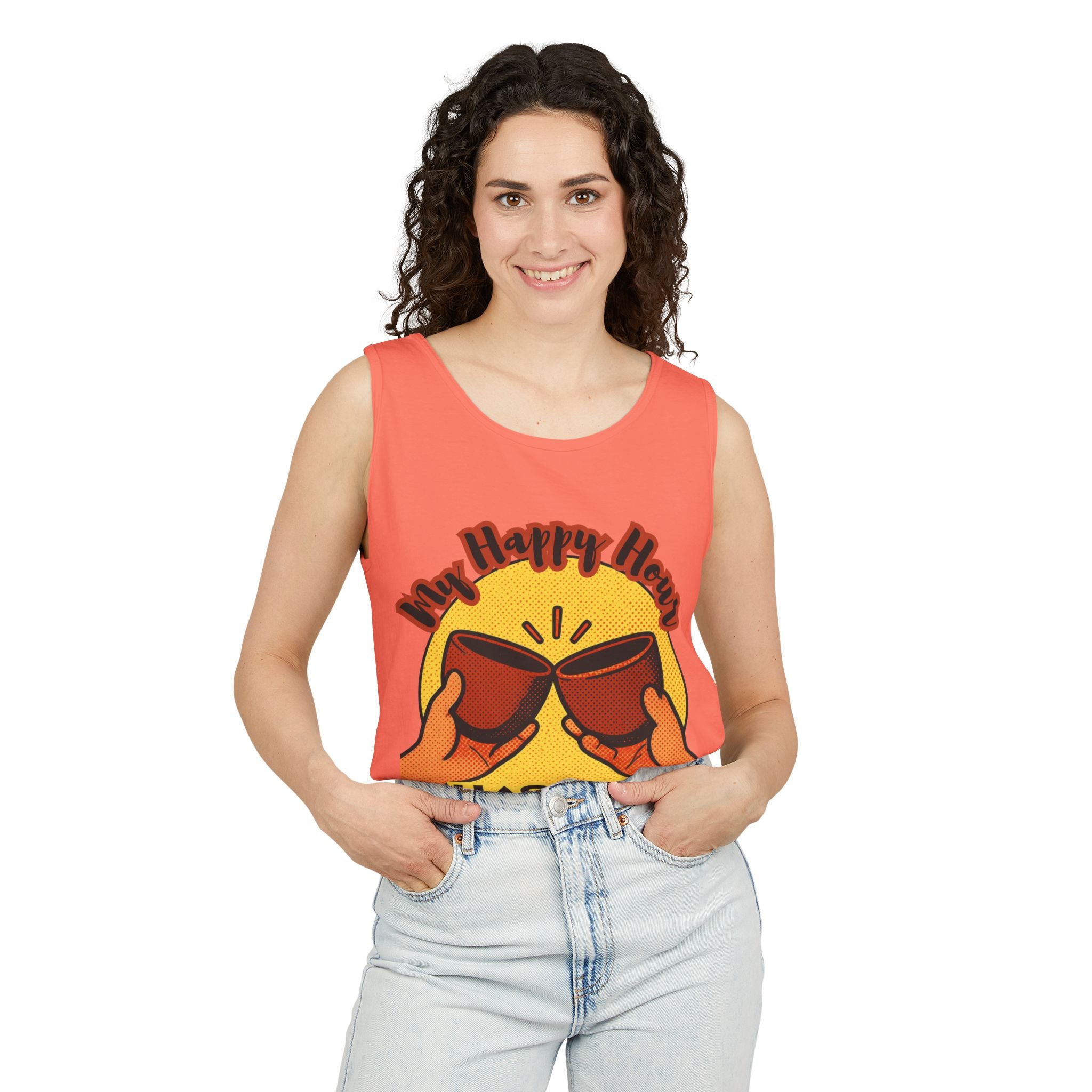 My Happy Hour Has No Hangover Tank Top | Retro Cheers Graphic Tank