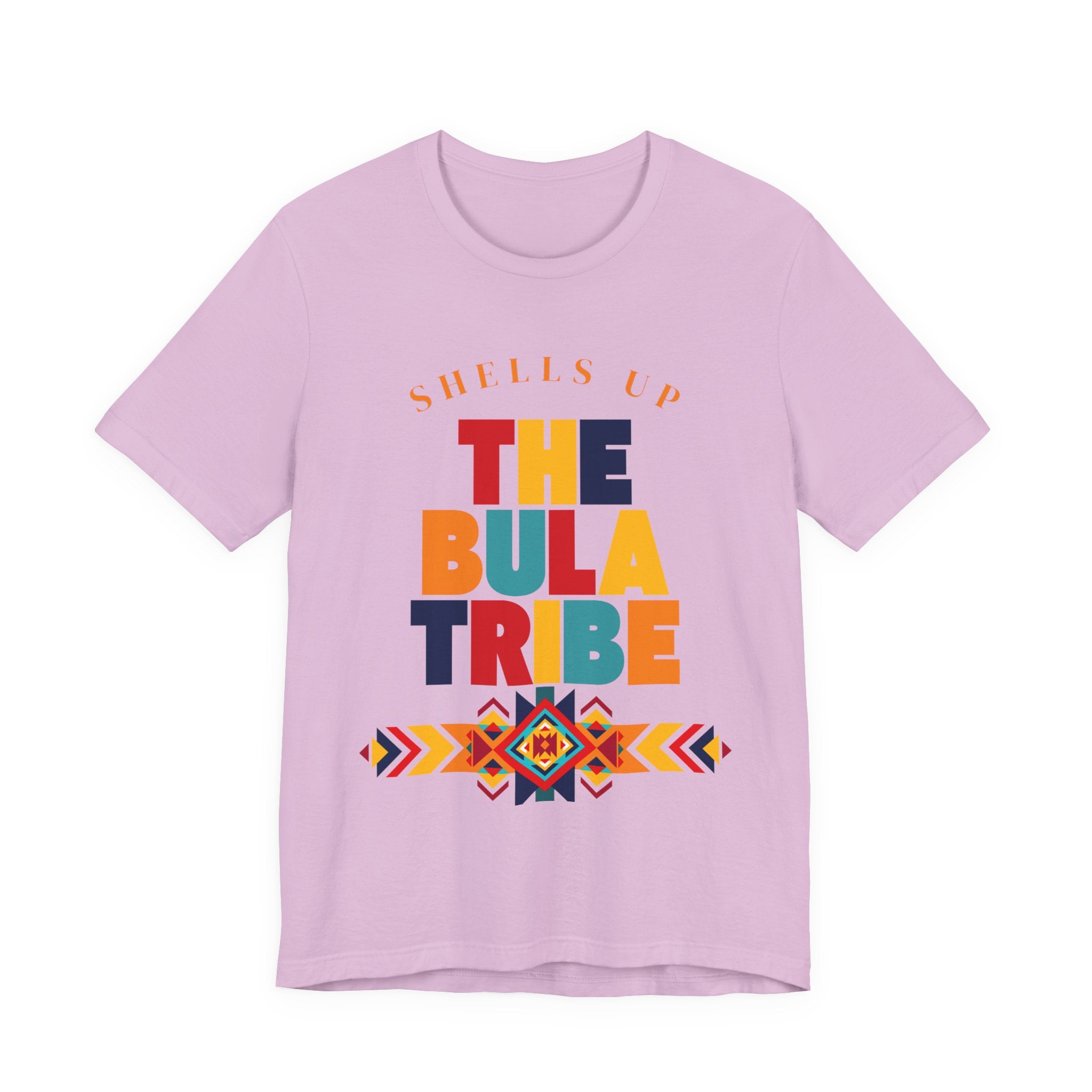 Shells Up The Bula Tribe Tee | Tropical Island Text Graphic