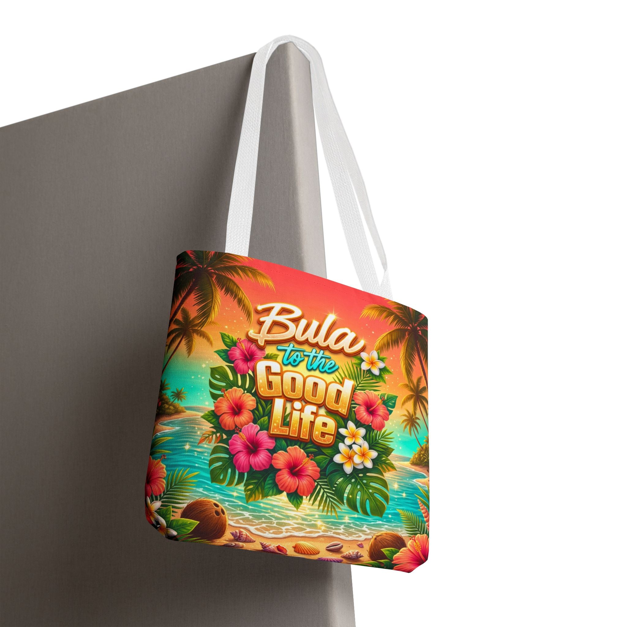 Tote Bag — "Bula to the Good Life" Tropical Hibiscus Beach Tote