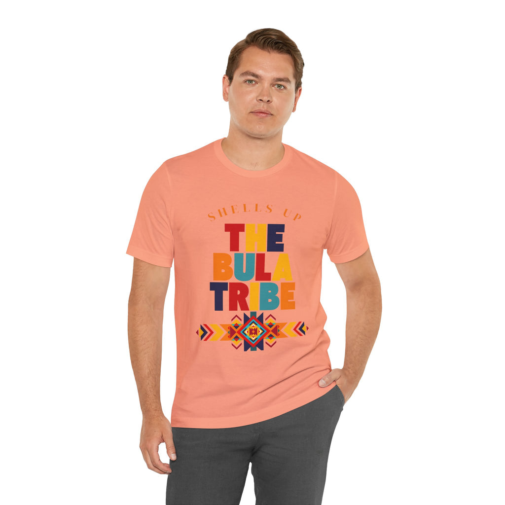 Shells Up The Bula Tribe Tee | Tropical Island Text Graphic
