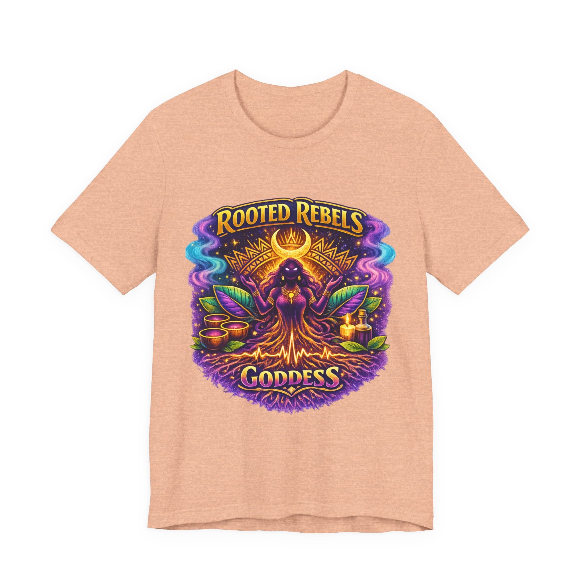 Rooted Rebels Goddess T-Shirt — Vibrant Spiritual Nature Tee