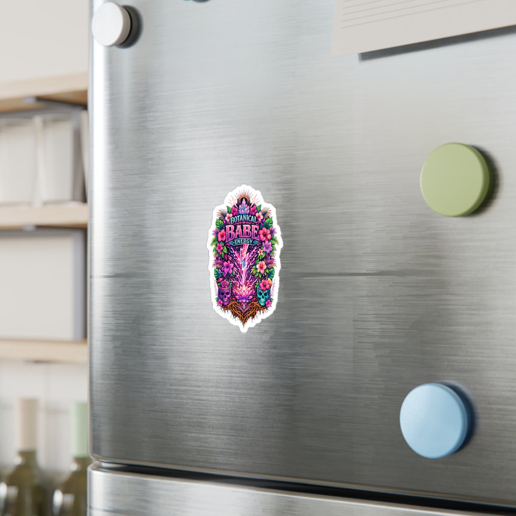 Botanical Babe Energy Vinyl Sticker — Floral Skull Kiss-Cut Decal
