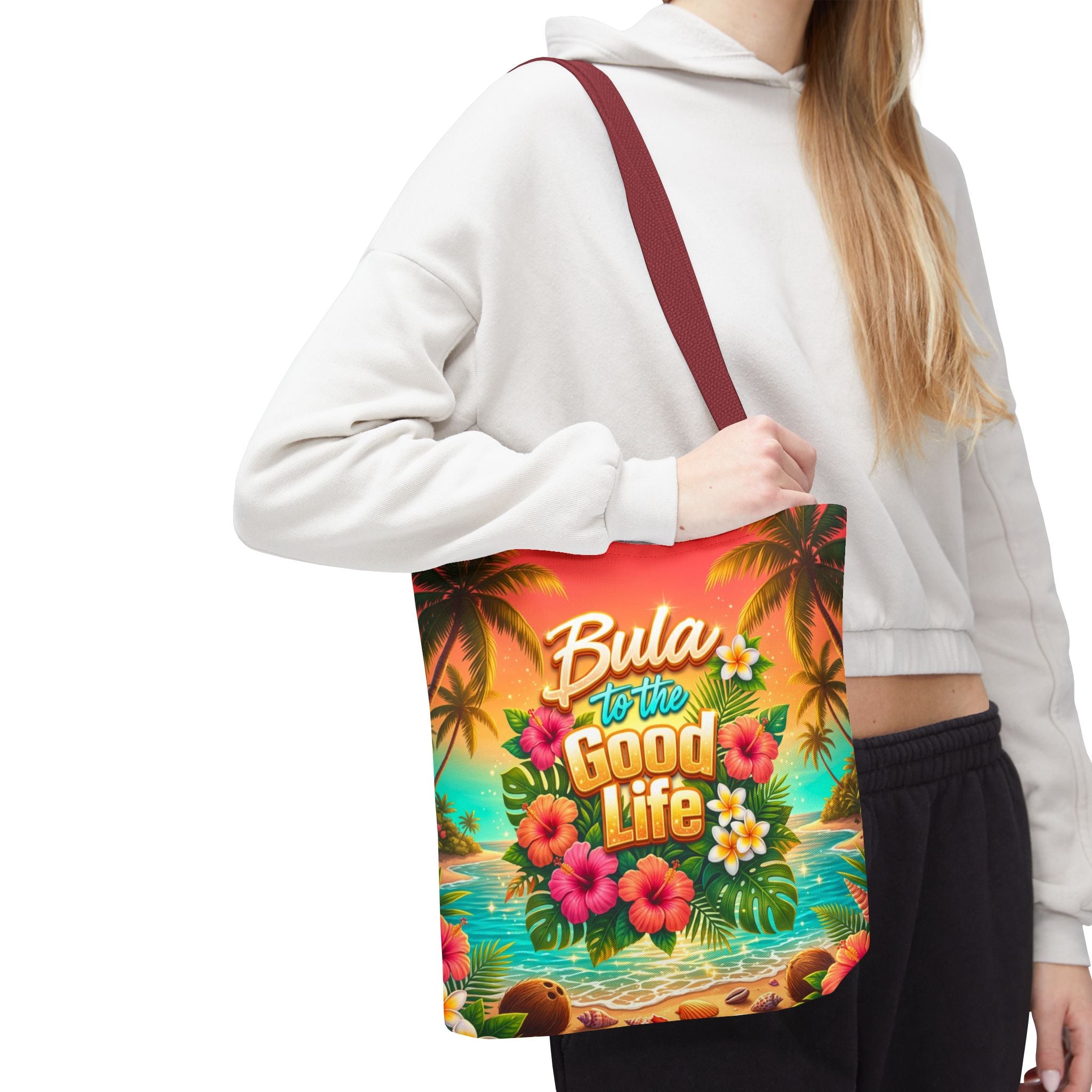 Tote Bag — "Bula to the Good Life" Tropical Hibiscus Beach Tote