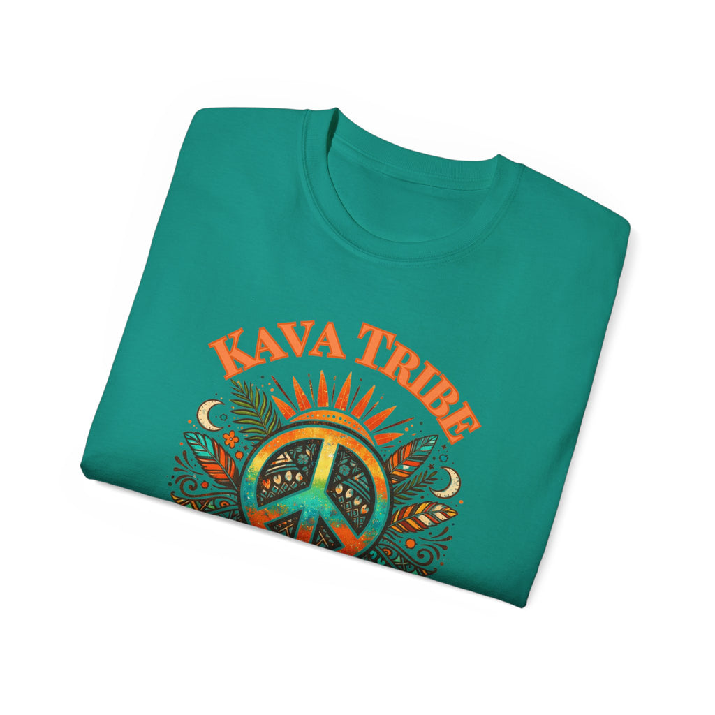 Peace Tribe Graphic Tee — "Kava Tribe: Peace Is Our Power" Retro Peace Sign T-Shirt