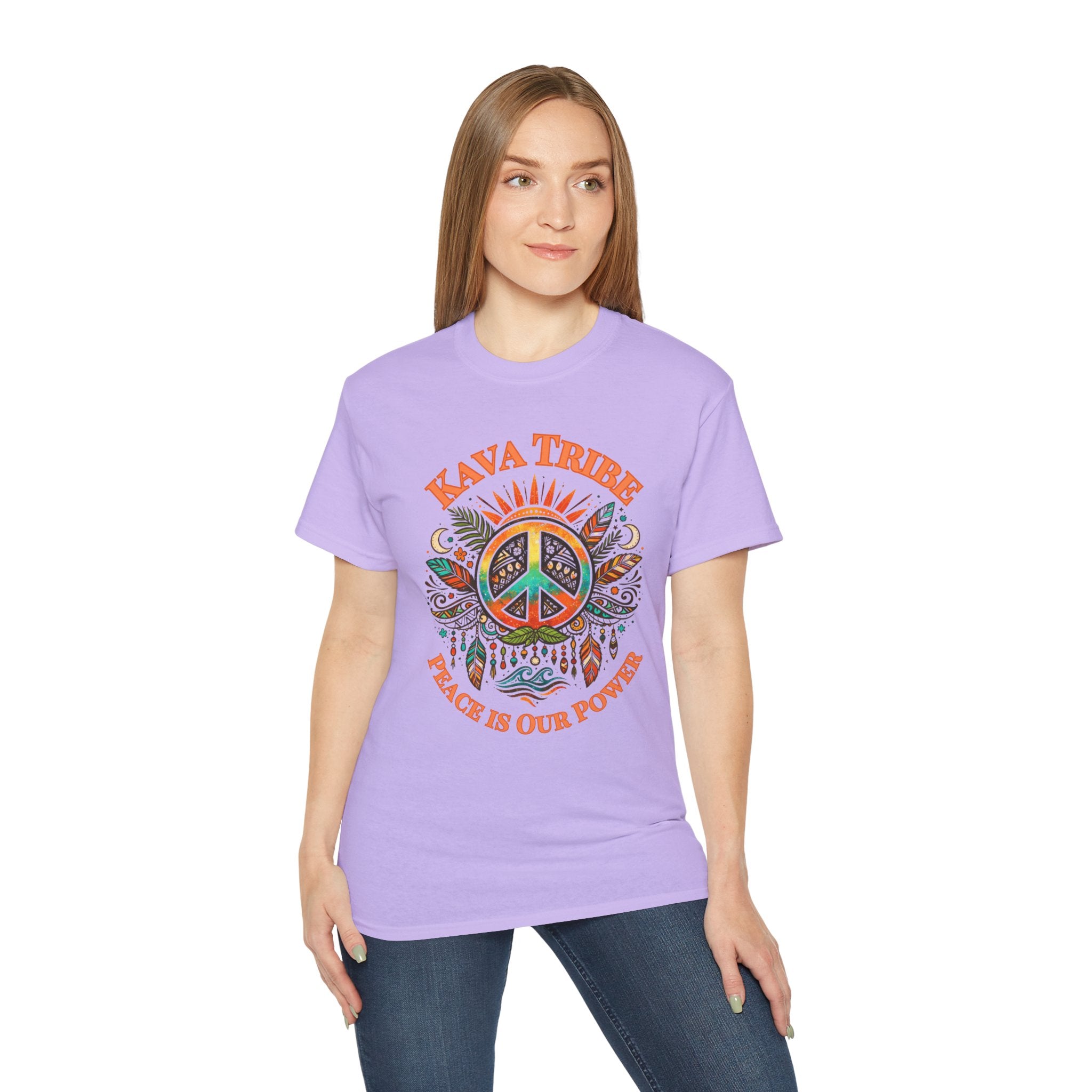 Peace Tribe Graphic Tee — "Kava Tribe: Peace Is Our Power" Retro Peace Sign T-Shirt