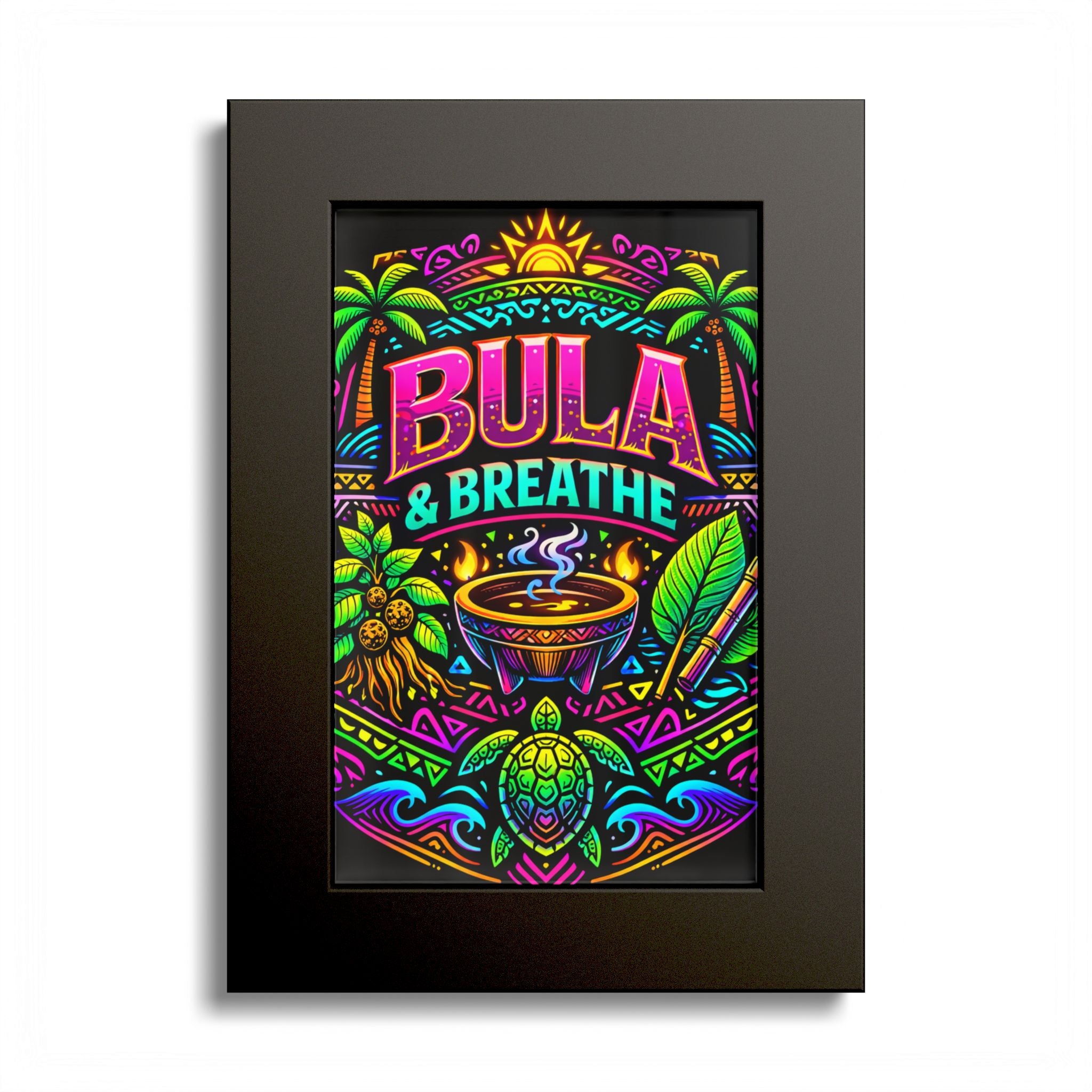 Bula & Breathe Tropical Neon Poster