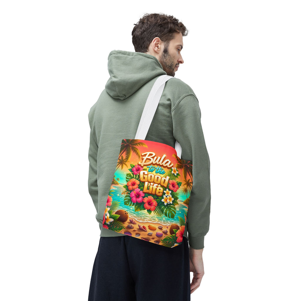 Tote Bag — "Bula to the Good Life" Tropical Hibiscus Beach Tote