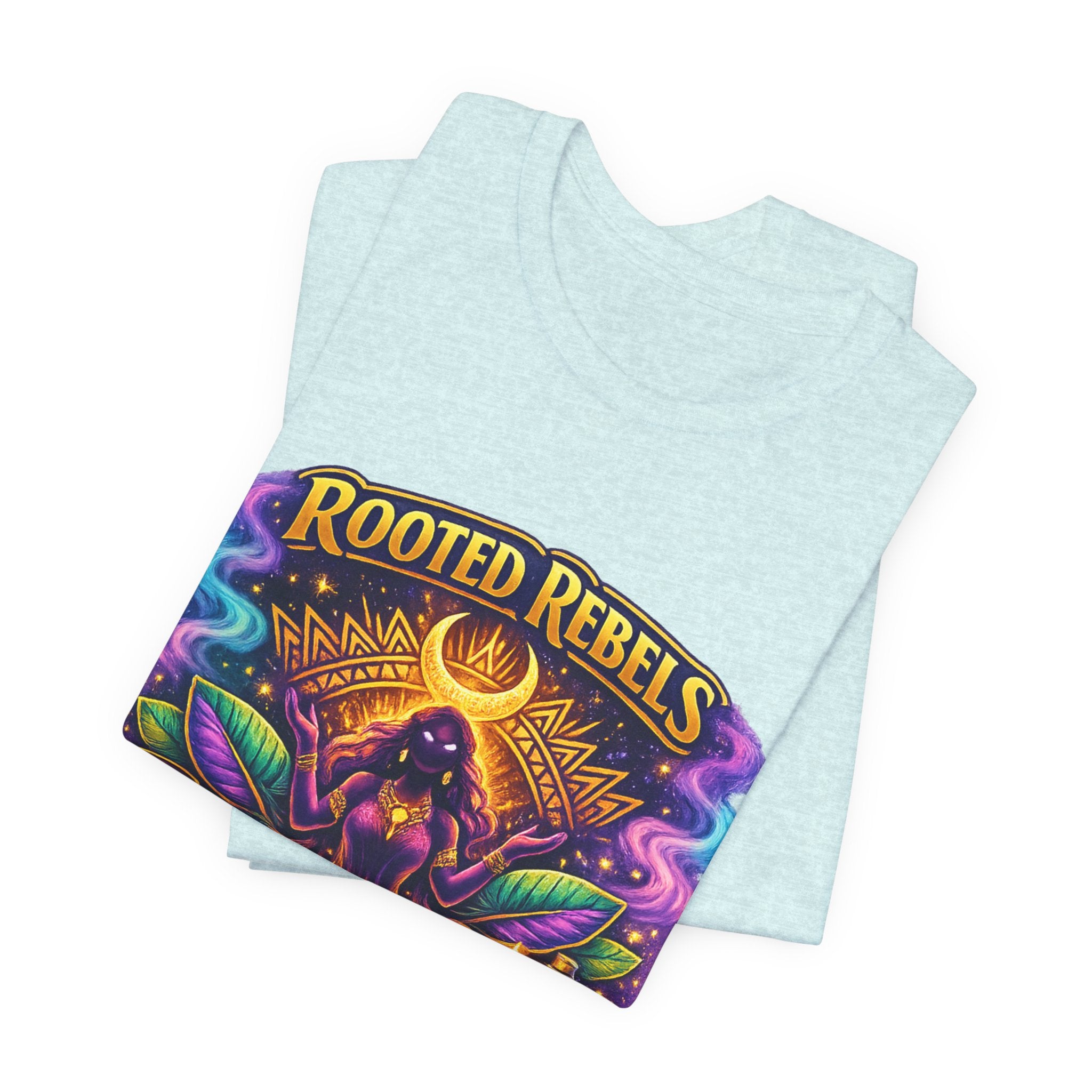 Rooted Rebels Goddess T-Shirt — Vibrant Spiritual Nature Tee