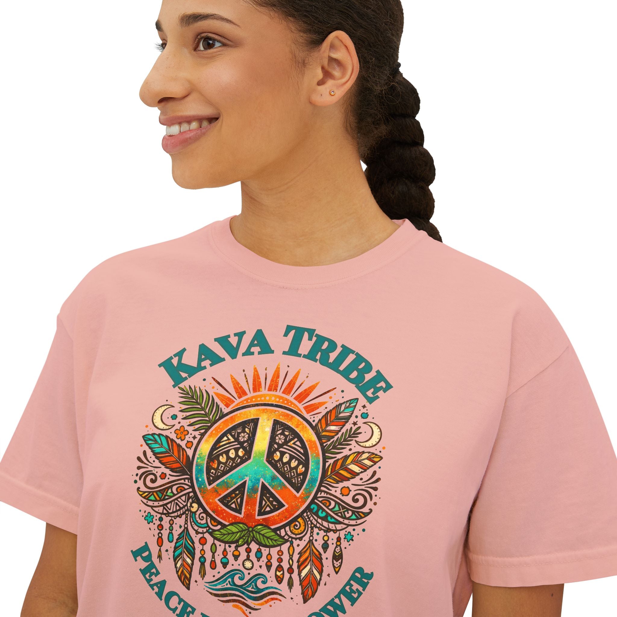 Kava Tribe Peace Graphic Tee — Women's Boxy T‑Shirt