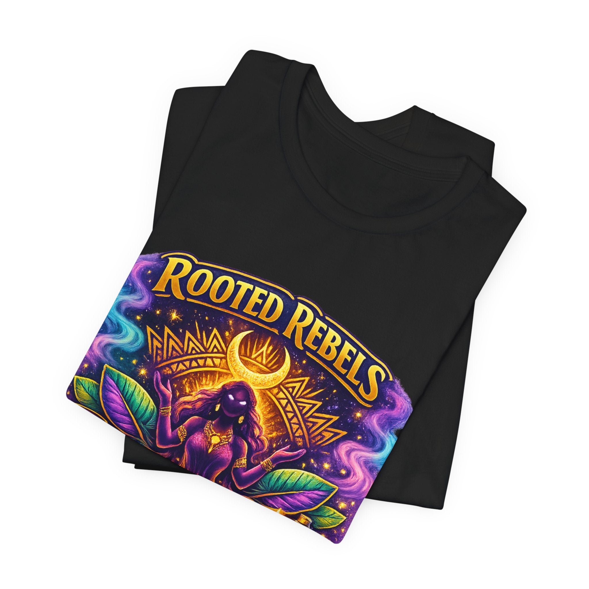 Rooted Rebels Goddess T-Shirt — Vibrant Spiritual Nature Tee