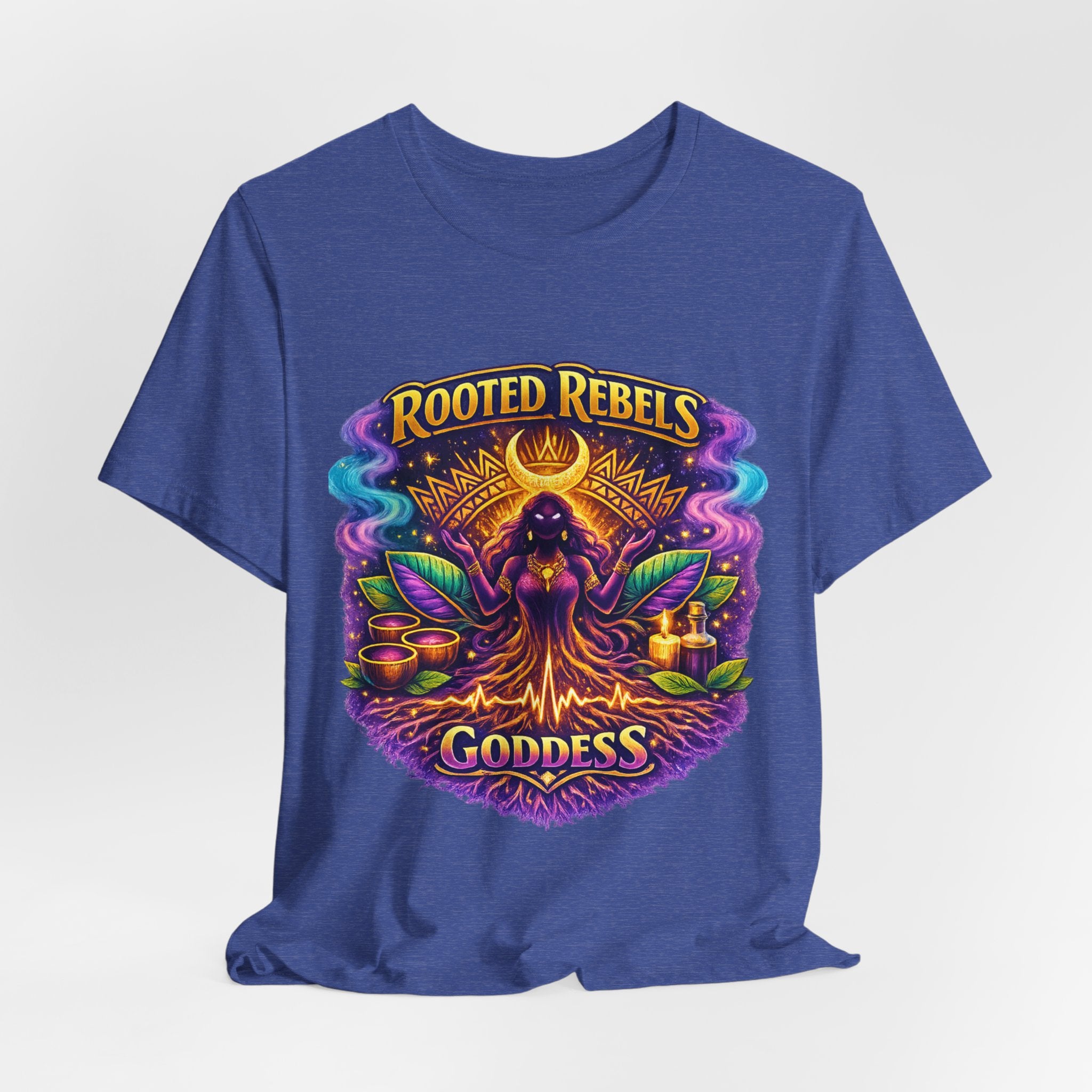 Rooted Rebels Goddess T-Shirt — Vibrant Spiritual Nature Tee