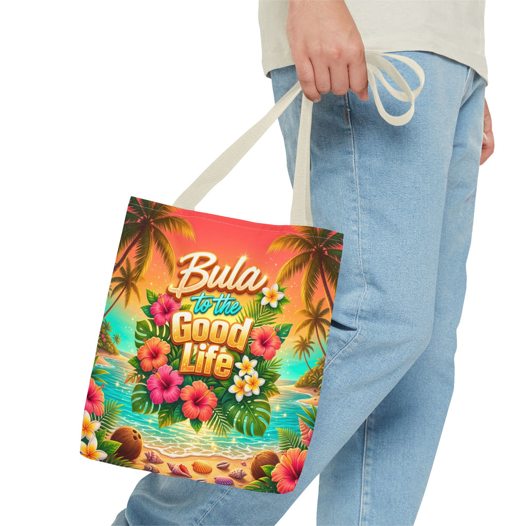 Tote Bag — "Bula to the Good Life" Tropical Hibiscus Beach Tote