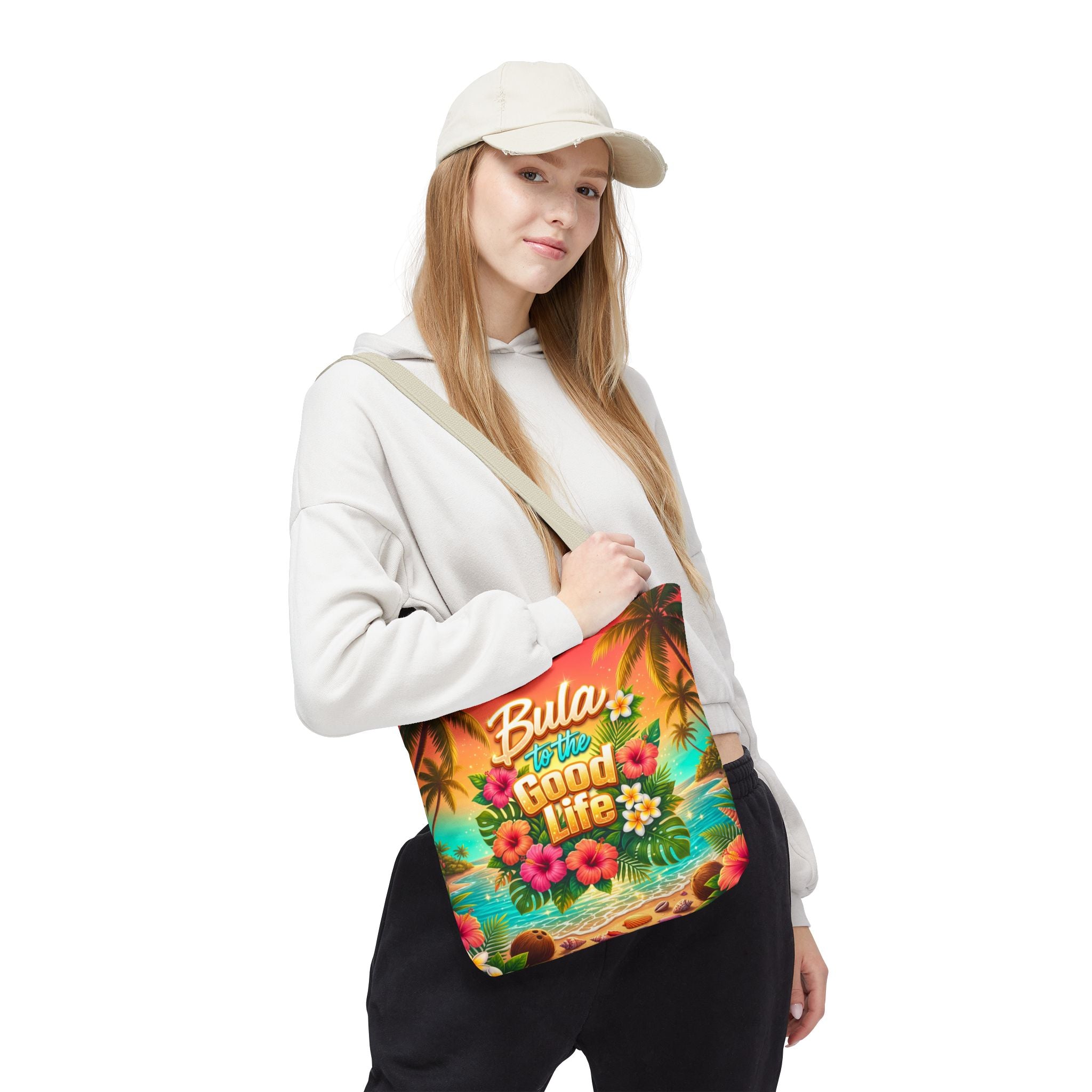 Tote Bag — "Bula to the Good Life" Tropical Hibiscus Beach Tote