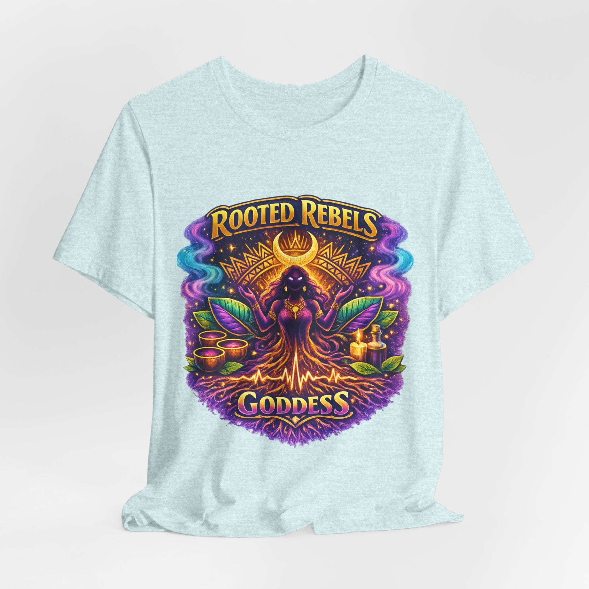 Rooted Rebels Goddess T-Shirt — Vibrant Spiritual Nature Tee