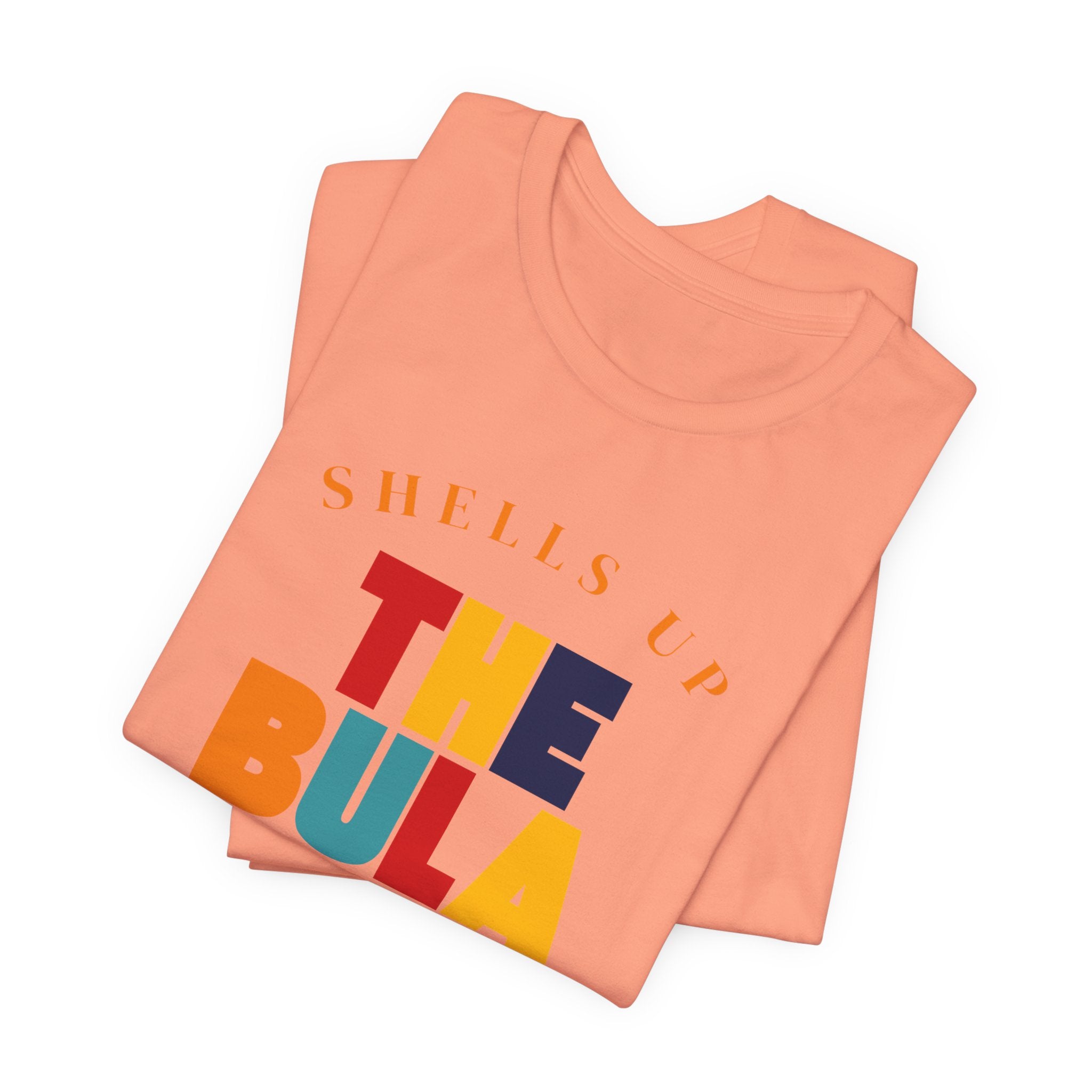Shells Up The Bula Tribe Tee | Tropical Island Text Graphic