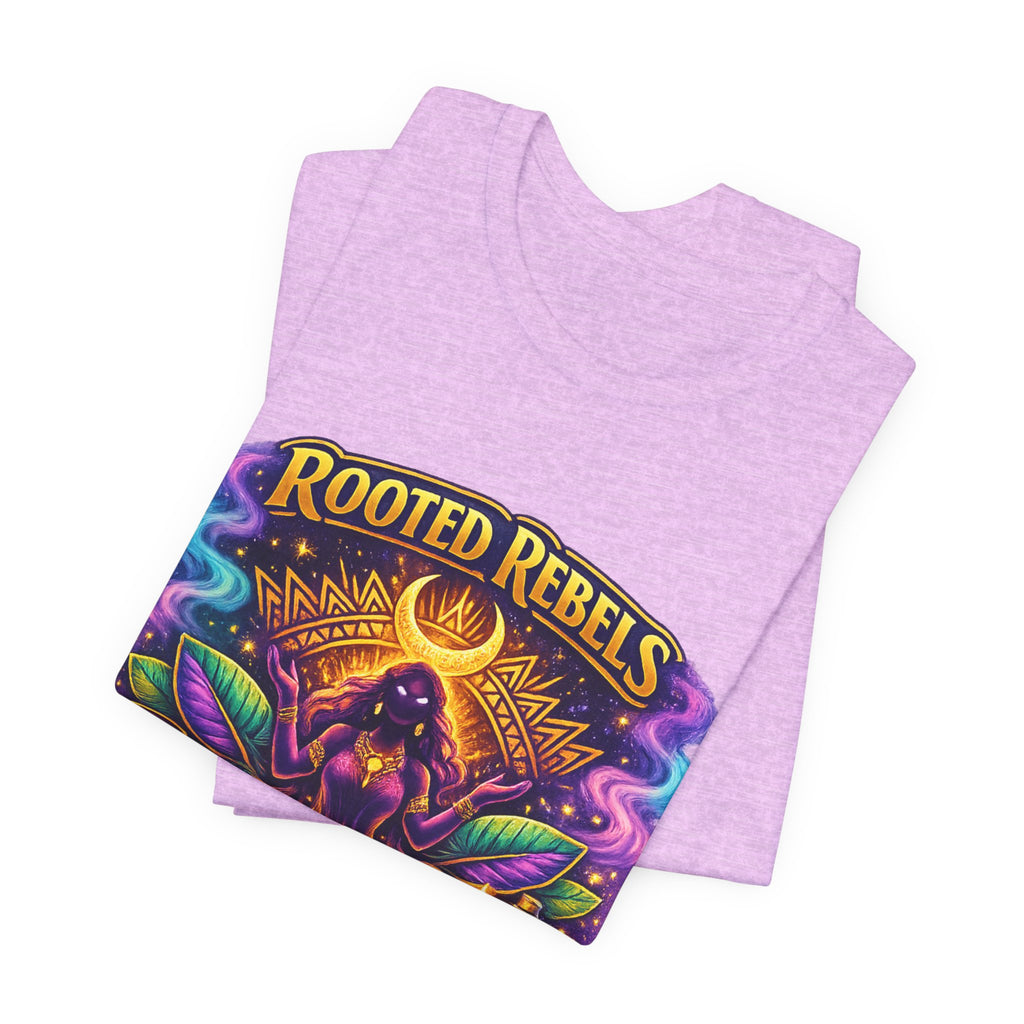 Rooted Rebels Goddess T-Shirt — Vibrant Spiritual Nature Tee