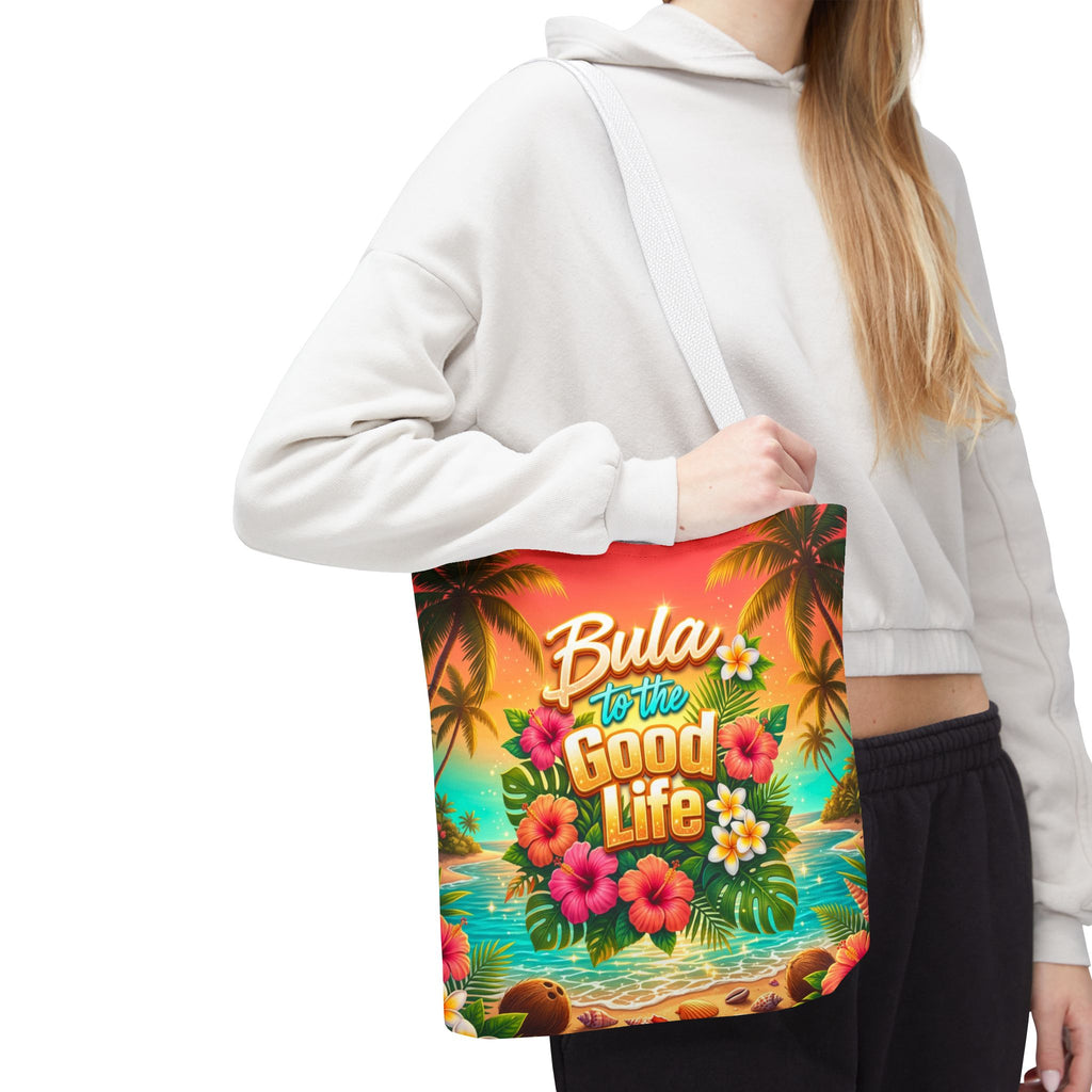 Tote Bag — "Bula to the Good Life" Tropical Hibiscus Beach Tote
