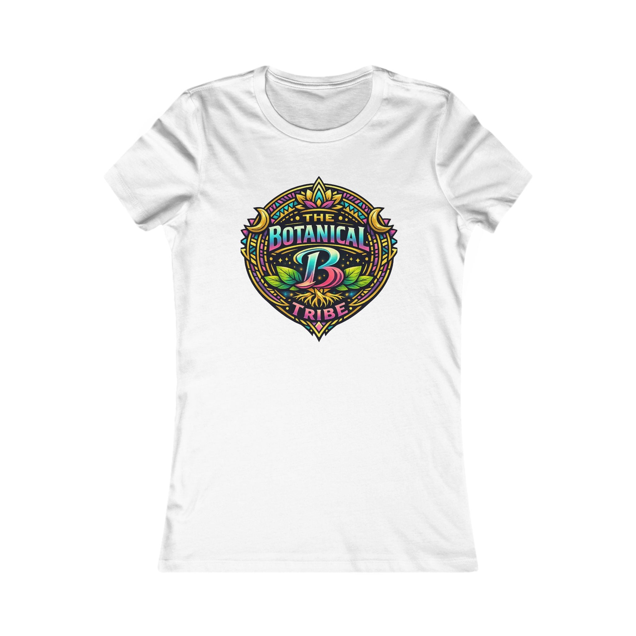 Botanical Tribe Women’s Tee – Colorful Floral Badge Graphic